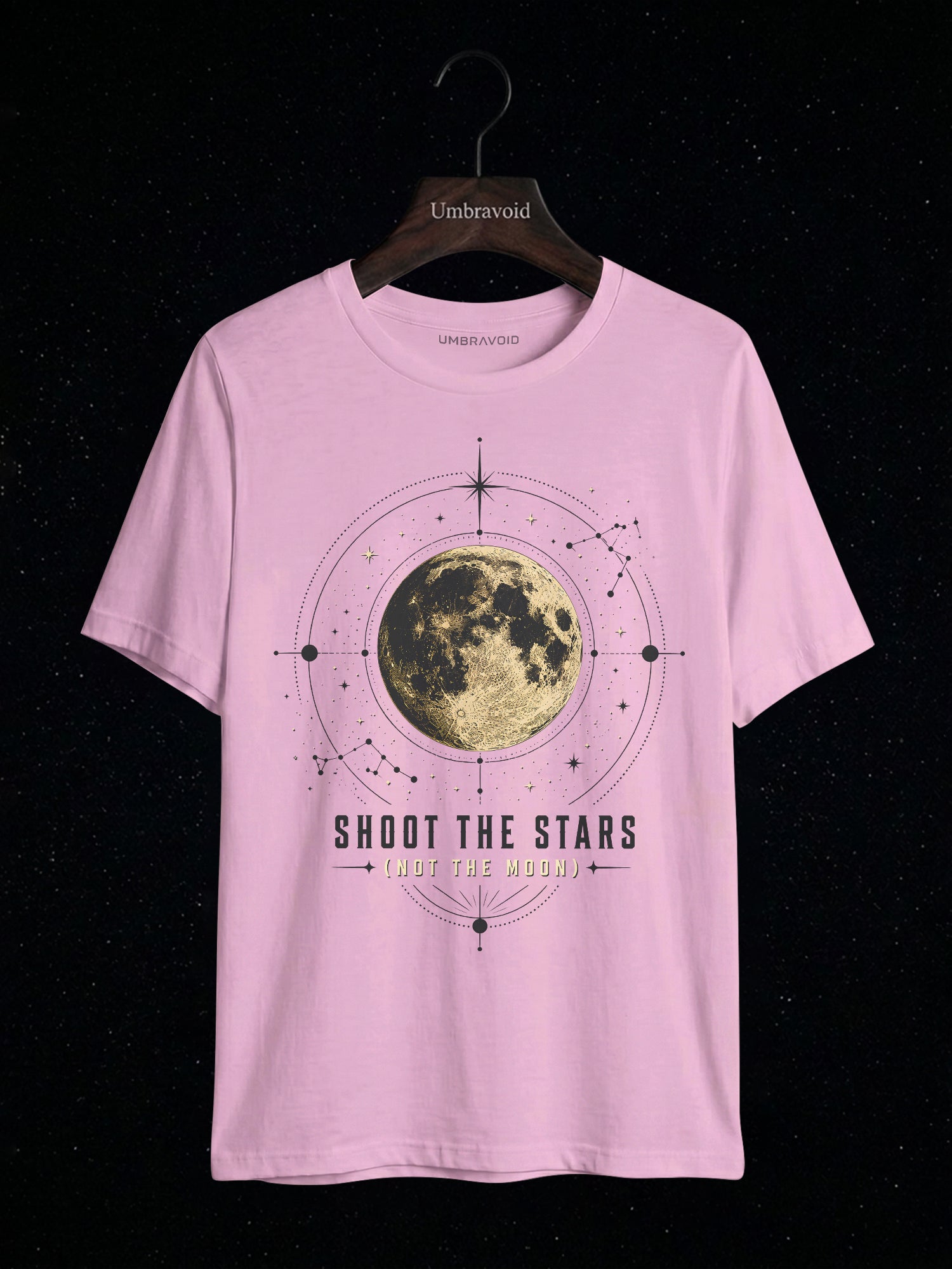 Shoot The Stars (Not The Moon) Lunar Edition astronomy t-shirt | Umbra Void