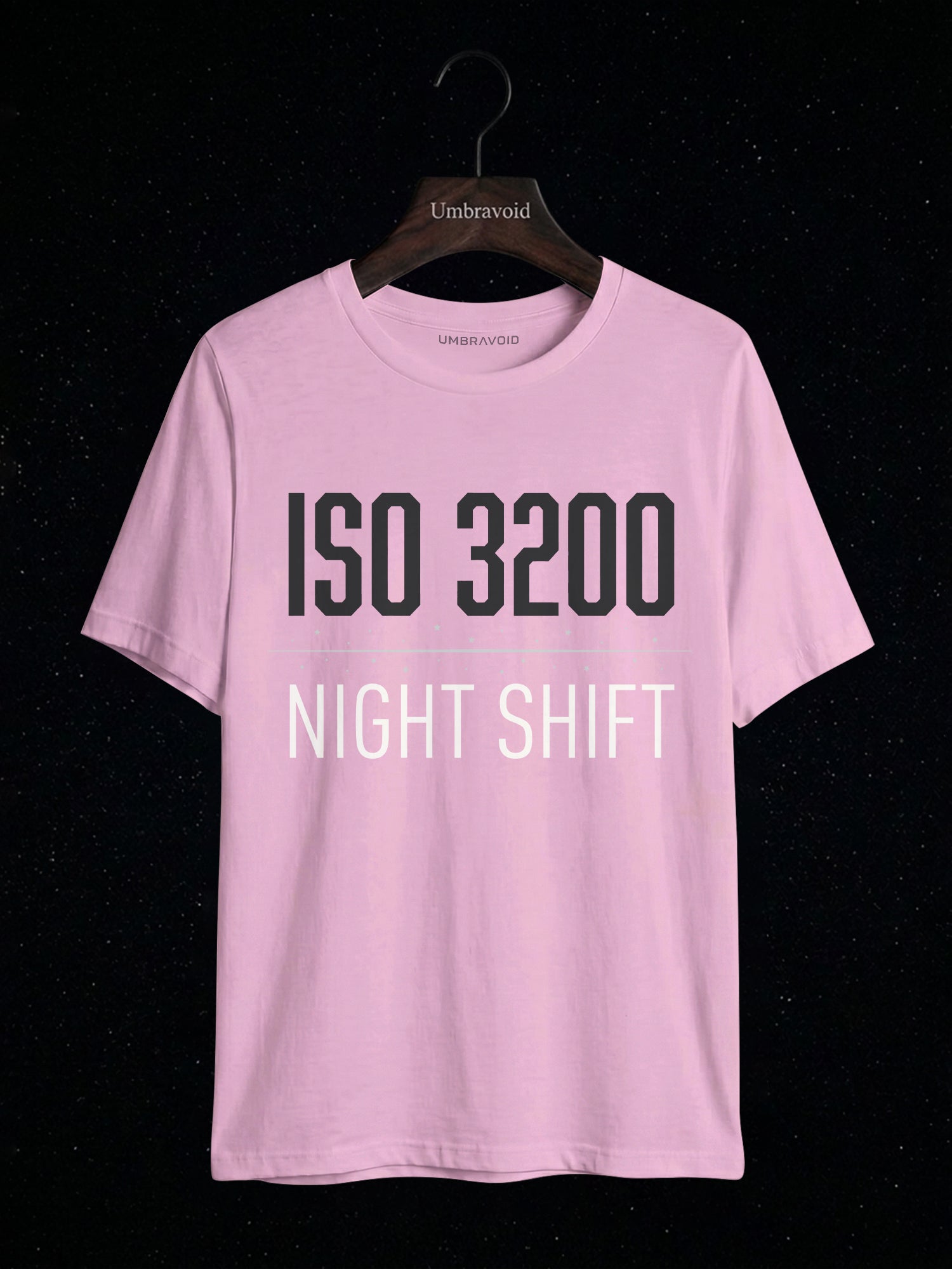 ISO 3200 Night Shift astronomy t-shirt | Umbra Void