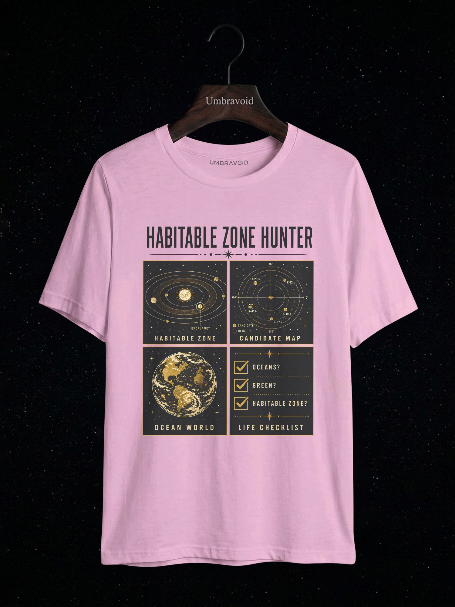 Habitable Zone Hunter astronomy t-shirt | Umbra Void