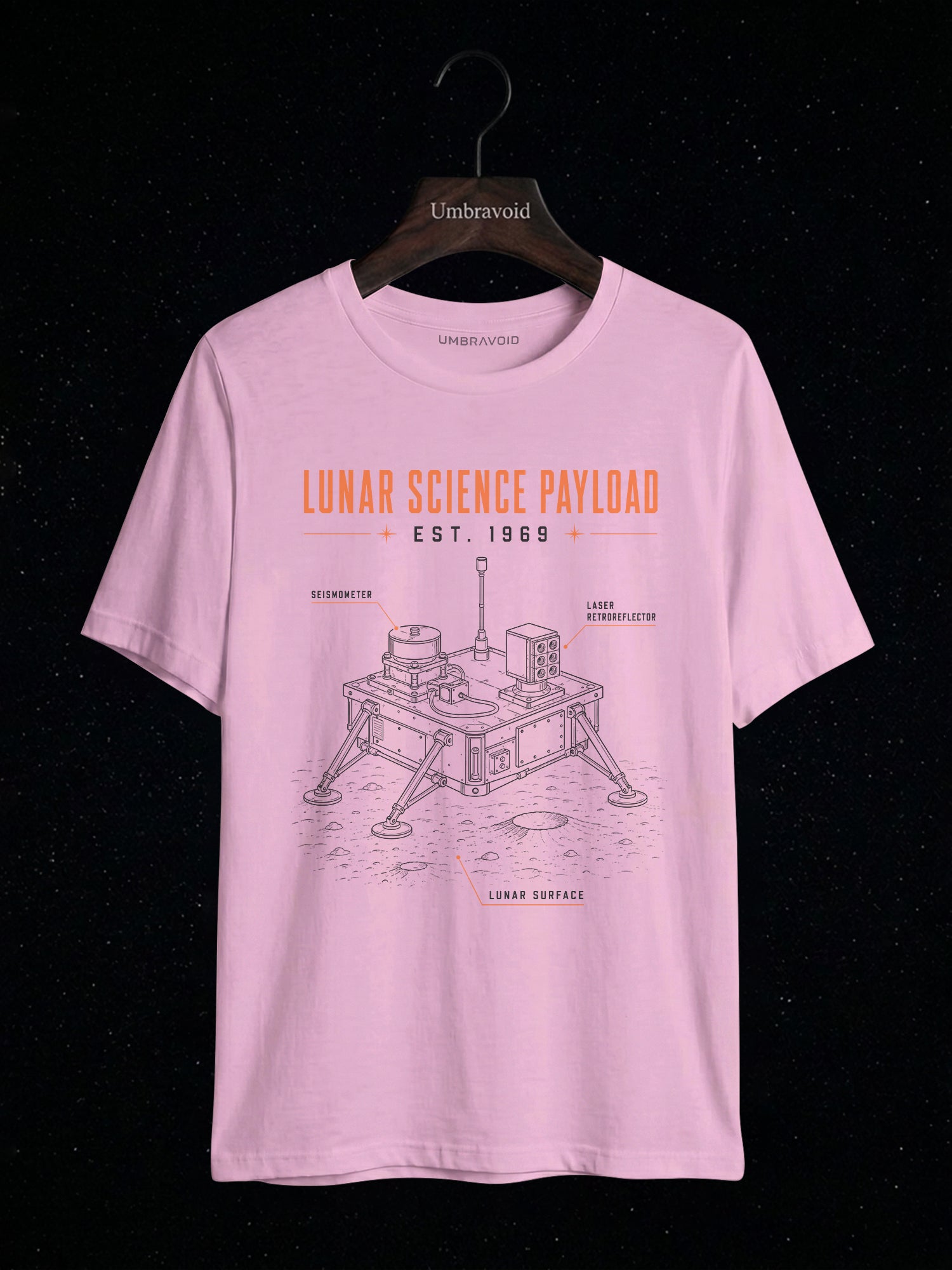 Lunar Science Payload Est. 1969 astronomy t-shirt | Umbra Void