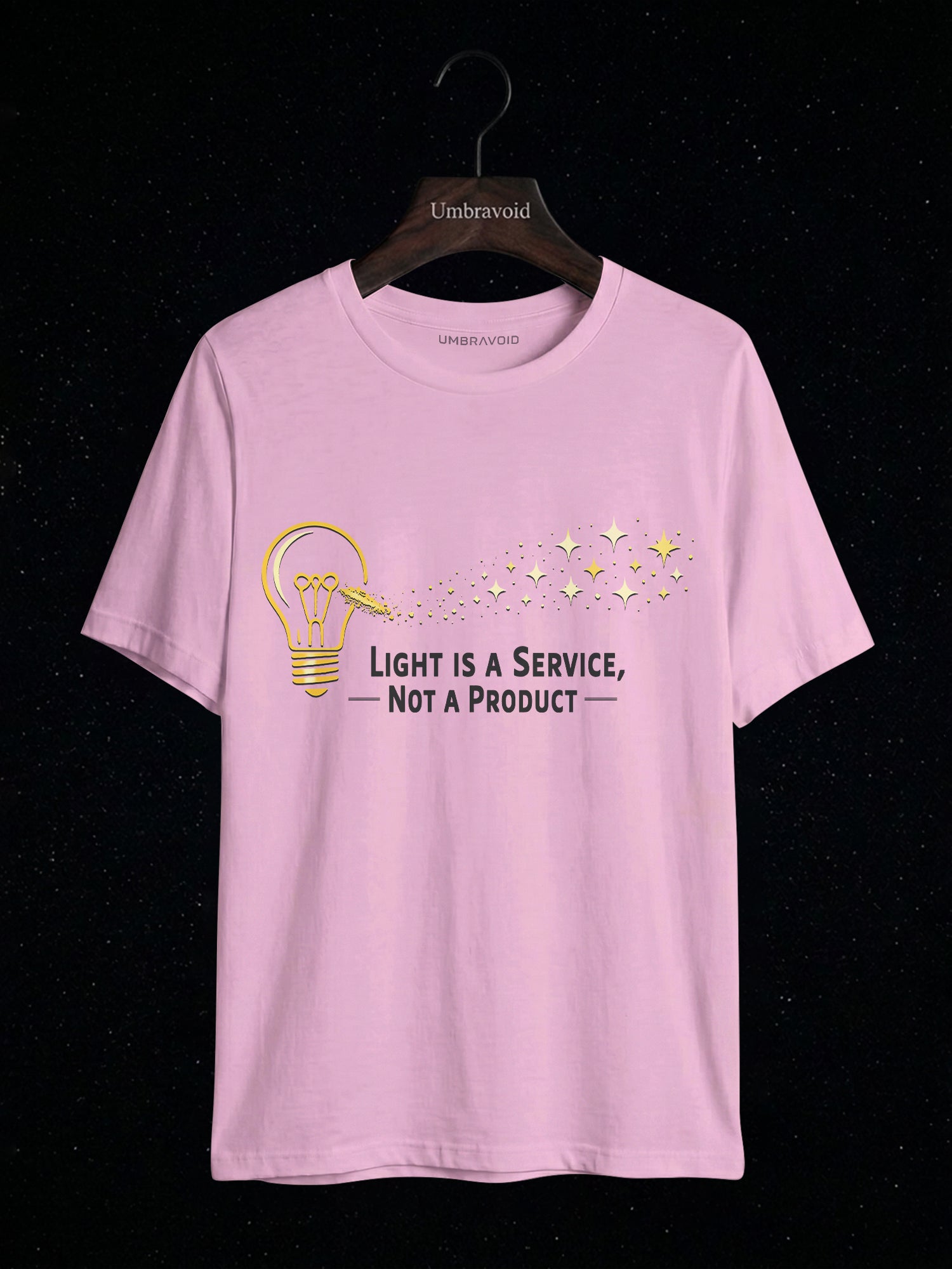 Light Is A Service, Not A Product astronomy t-shirt | Umbra Void