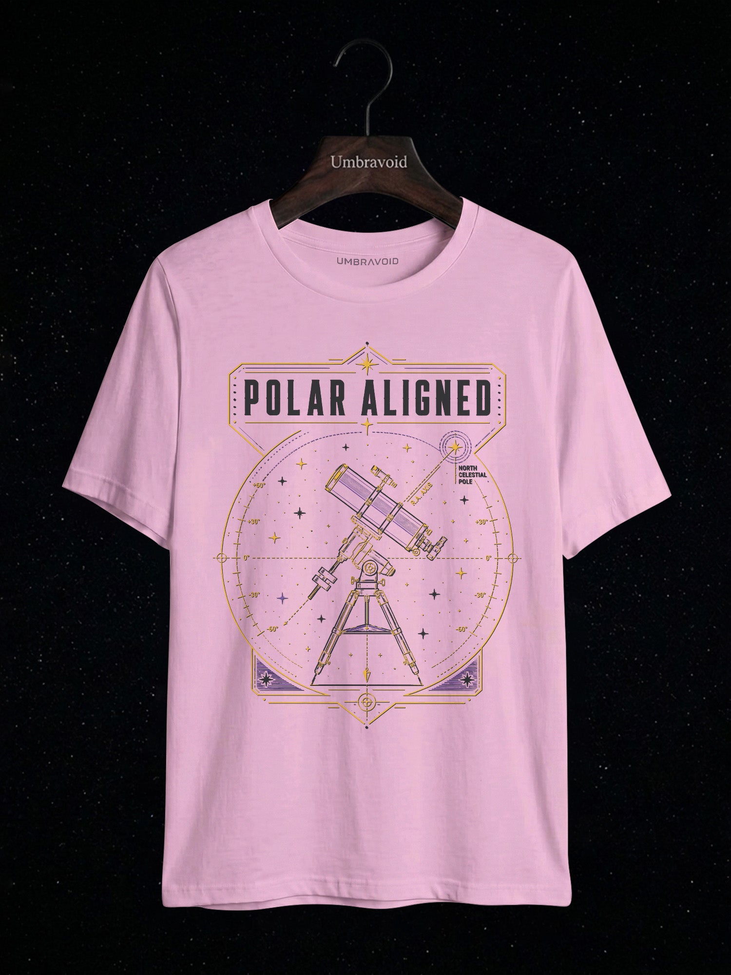 Polar Aligned RA Axis astronomy t-shirt | Umbra Void