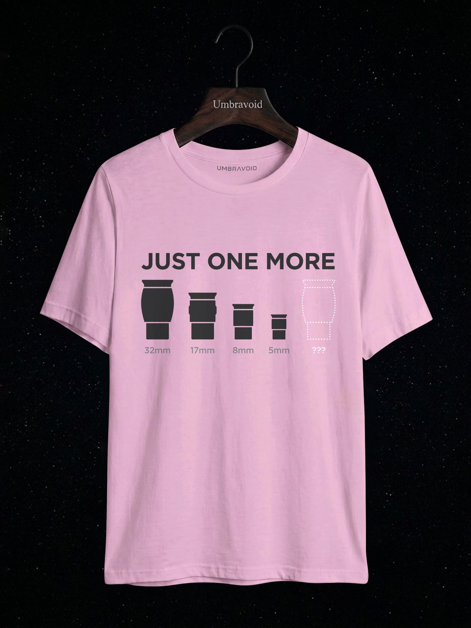 Just One More Eyepiece astronomy t-shirt | Umbra Void