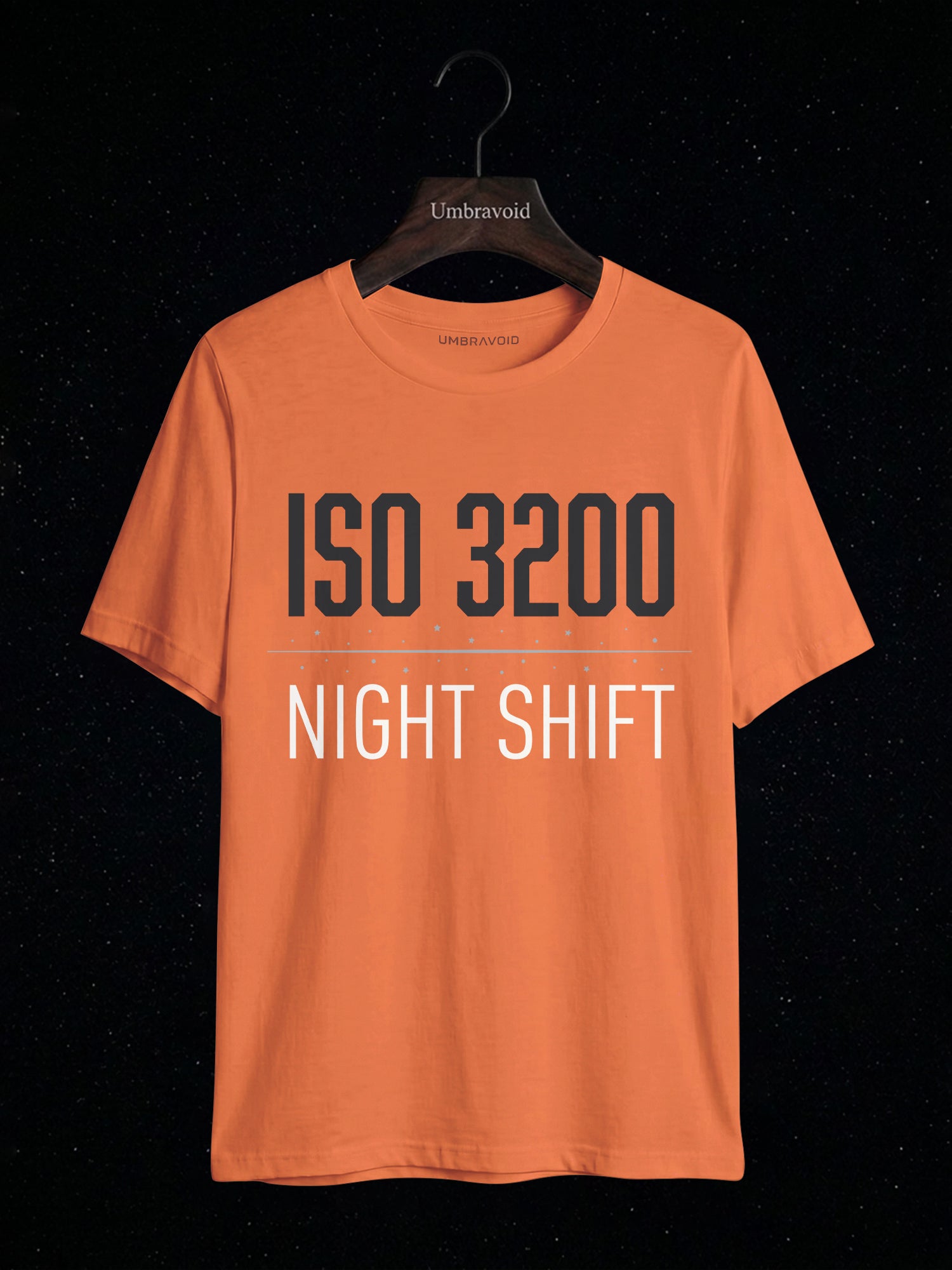 ISO 3200 Night Shift astronomy t-shirt | Umbra Void
