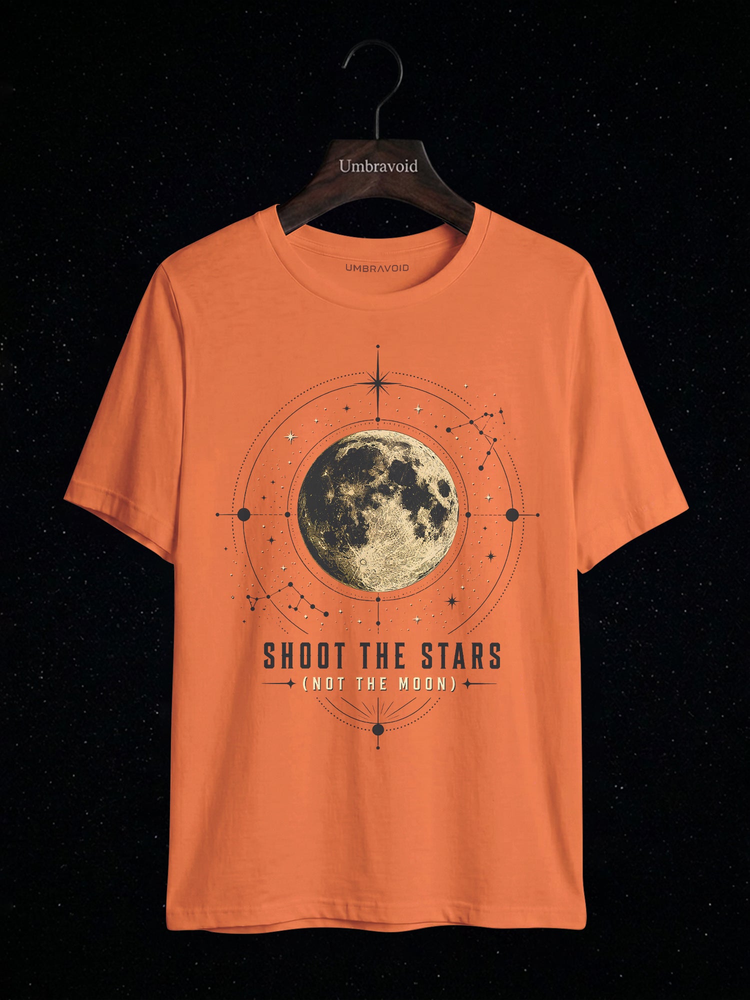 Shoot The Stars (Not The Moon) Lunar Edition astronomy t-shirt | Umbra Void