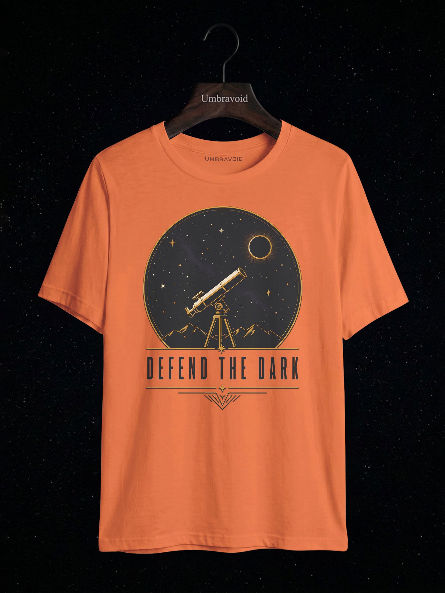 Defend The Dark Telescope astronomy t-shirt | Umbra Void