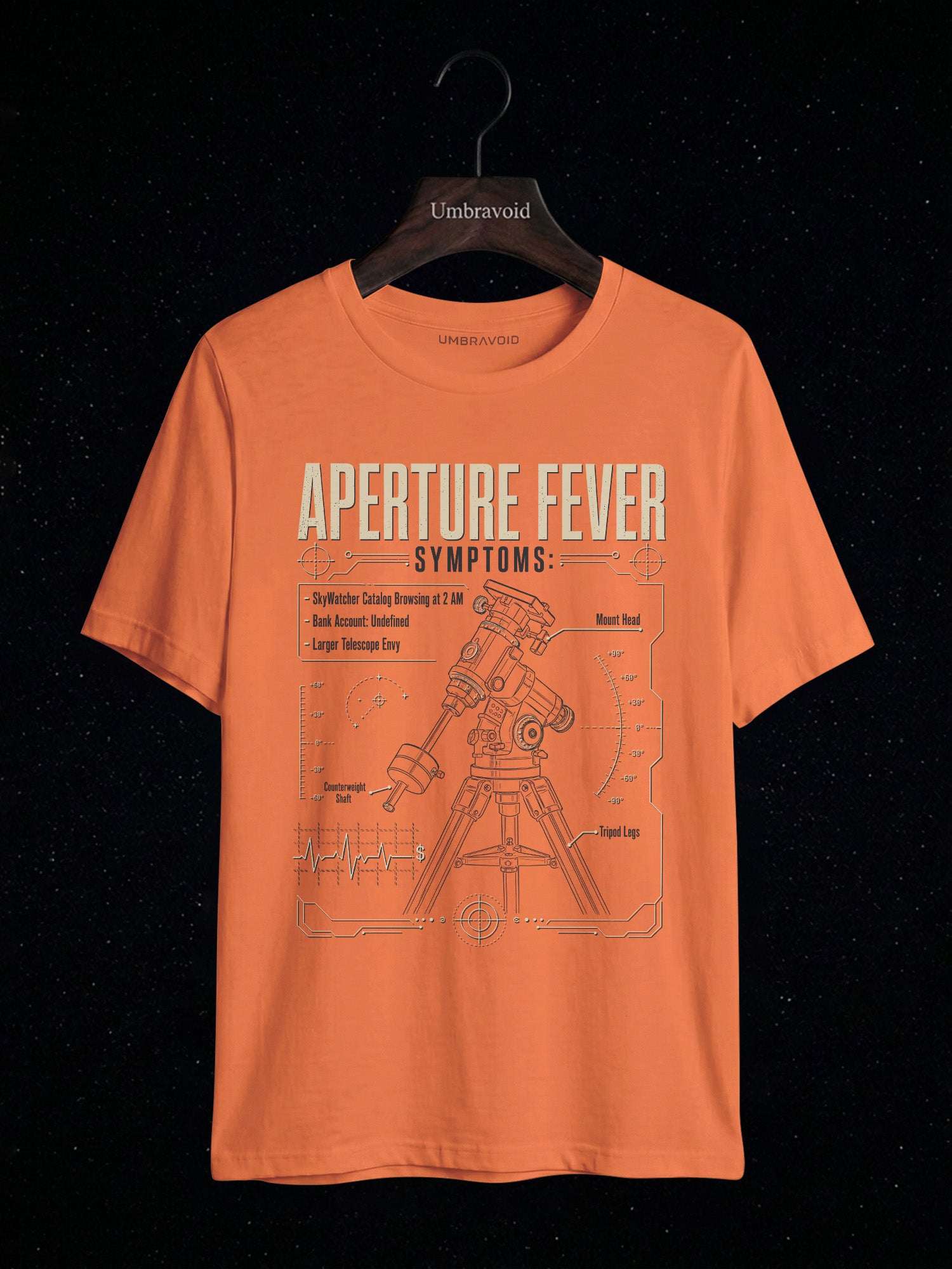 Aperture Fever Symptoms astronomy t-shirt | Umbra Void