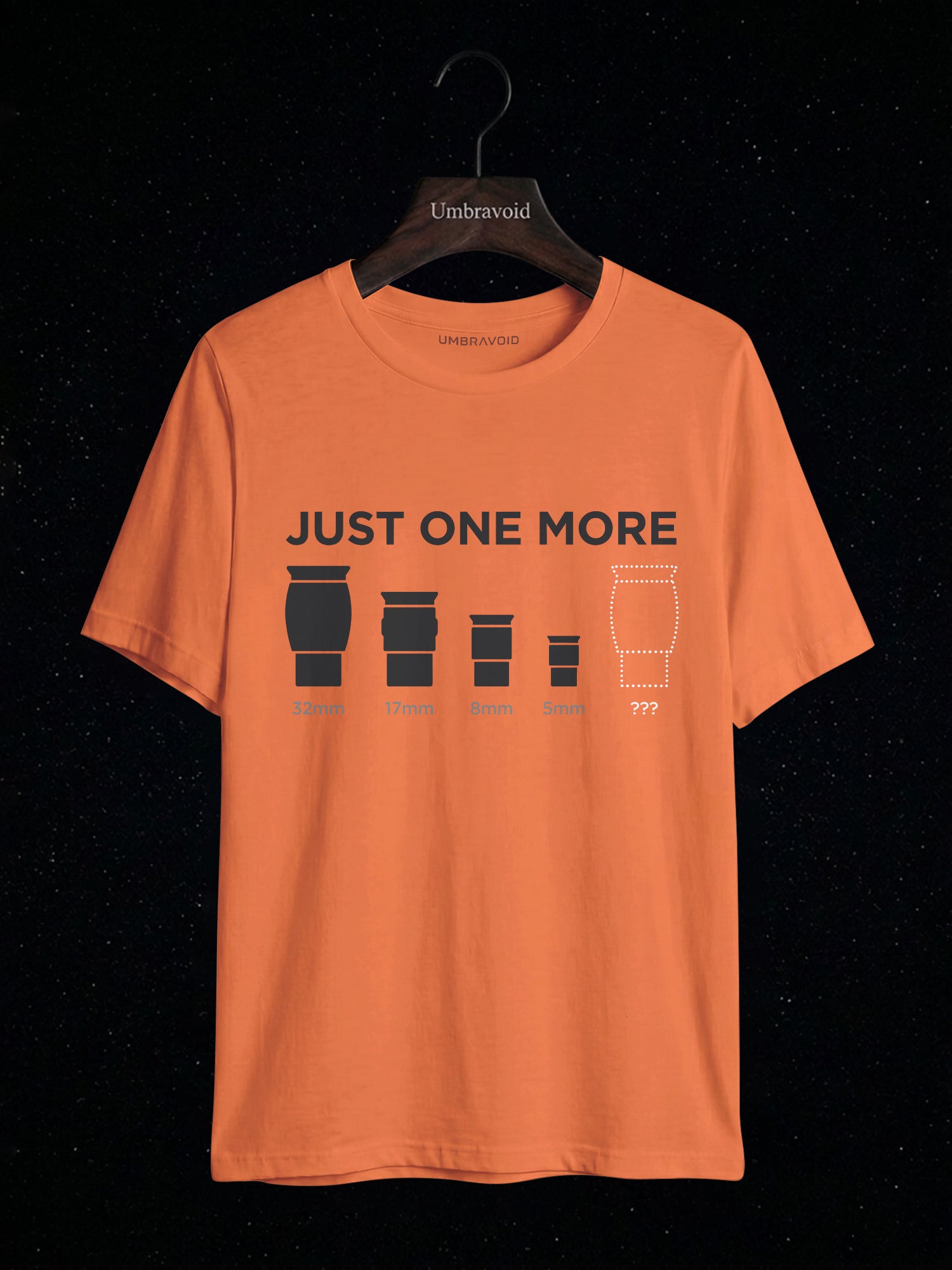 Just One More Eyepiece astronomy t-shirt | Umbra Void