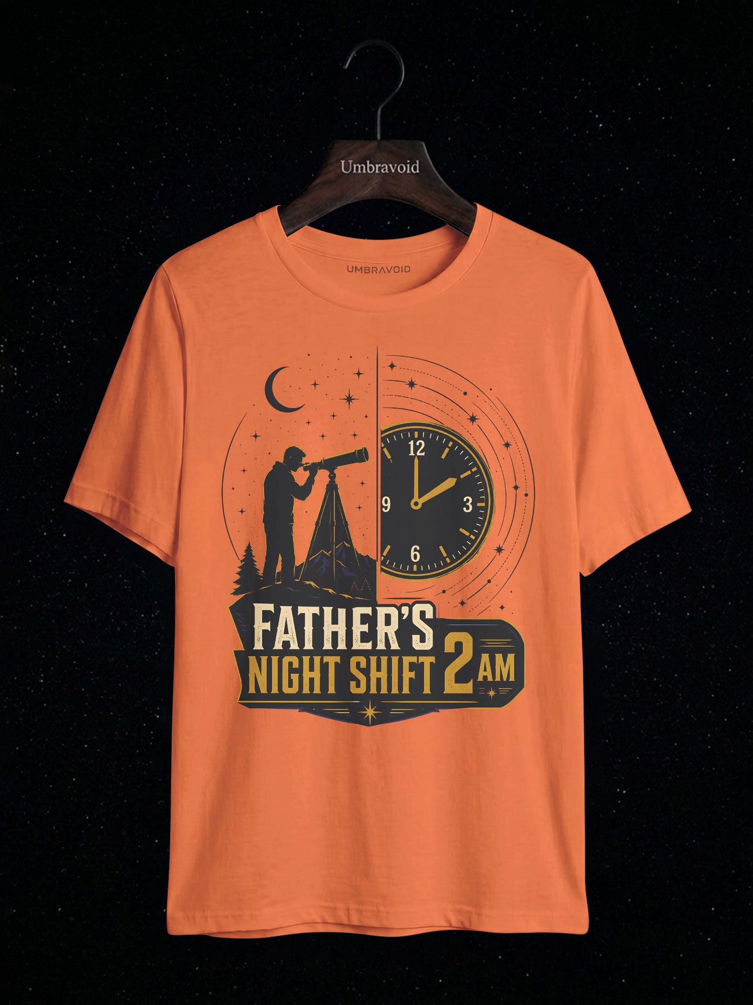 Father's Night Shift 2AM astronomy t-shirt | Umbra Void