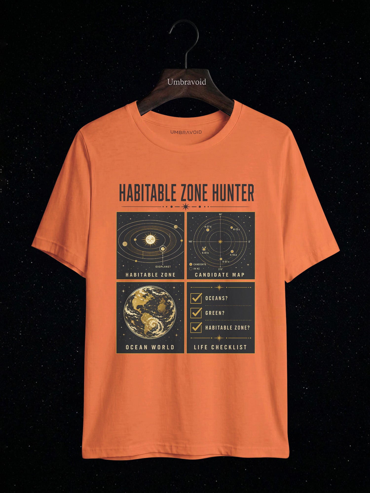 Habitable Zone Hunter astronomy t-shirt | Umbra Void