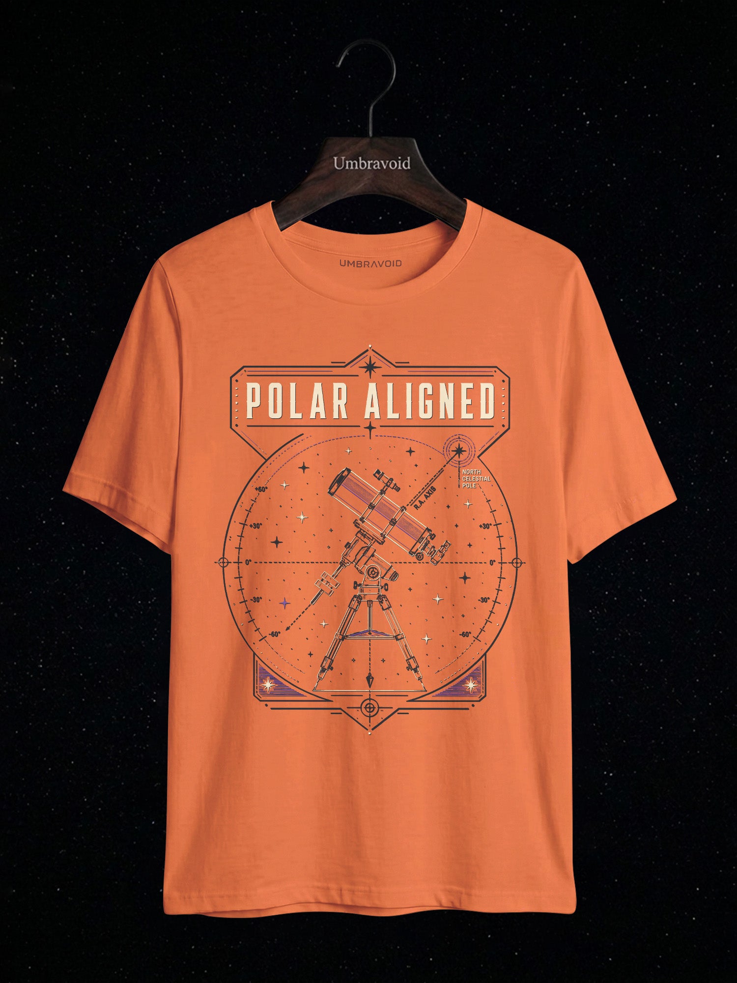 Polar Aligned RA Axis astronomy t-shirt | Umbra Void