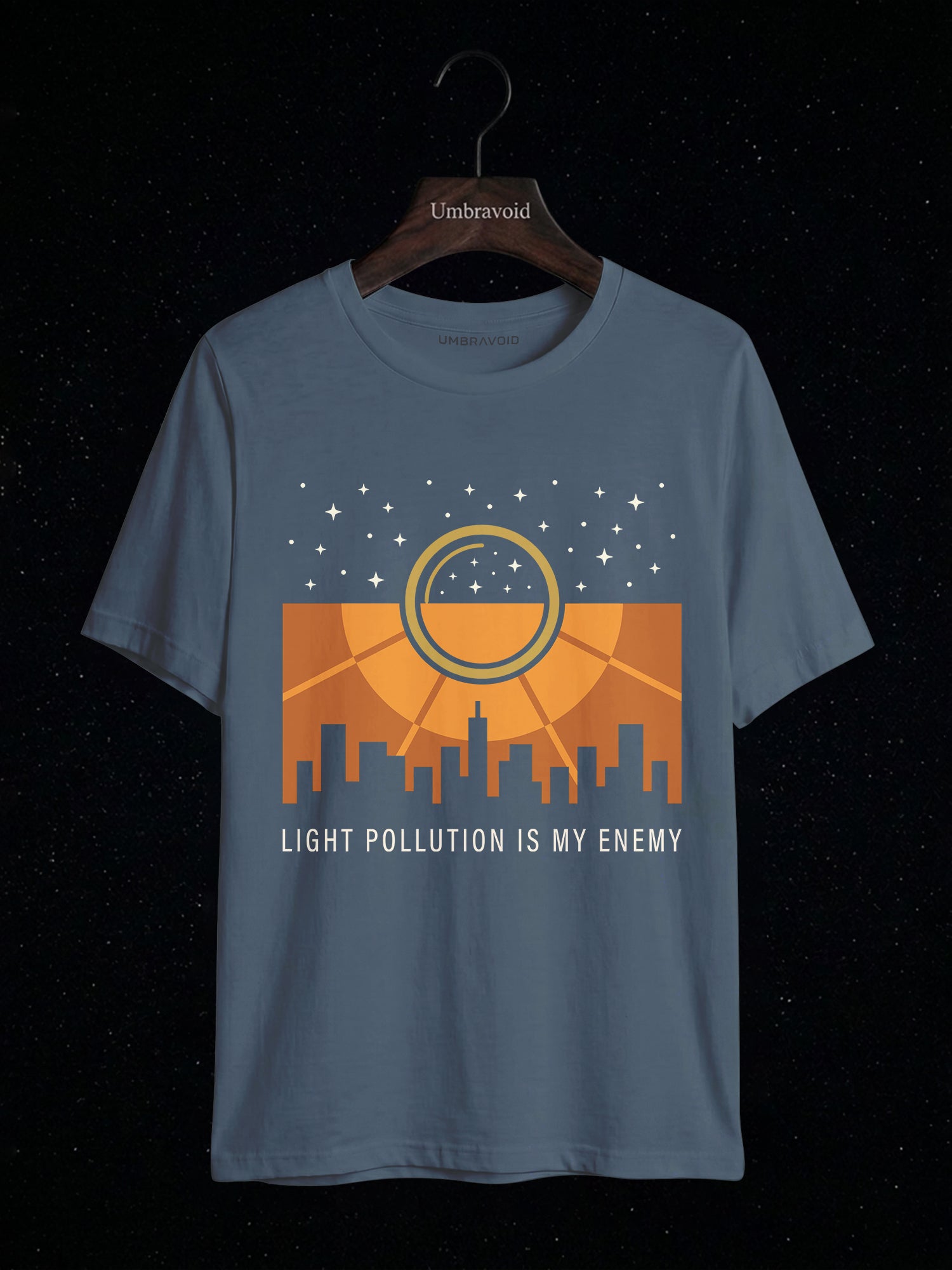 Light Pollution Is My Enemy astronomy t-shirt | Umbra Void