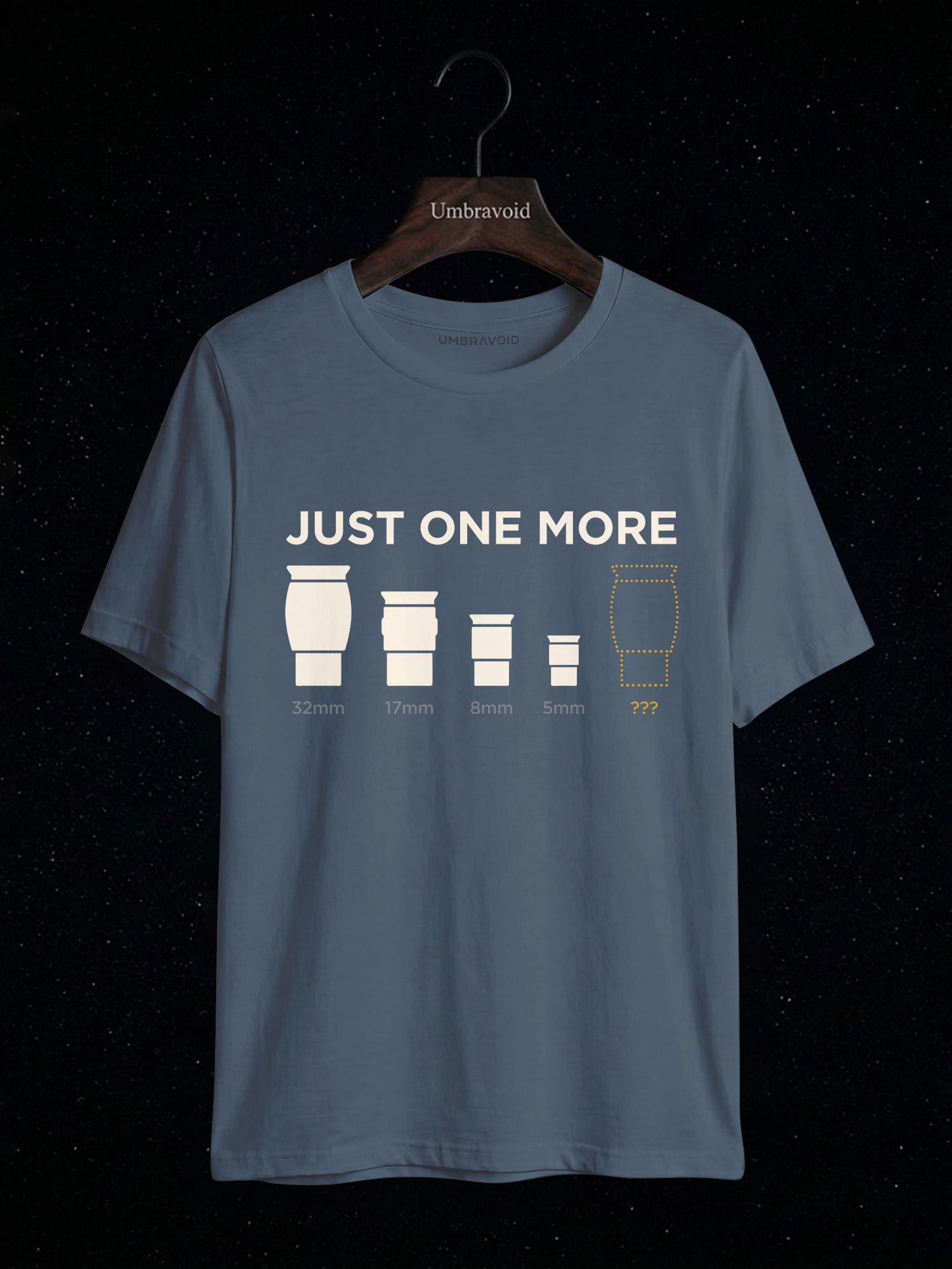 Just One More Eyepiece astronomy t-shirt | Umbra Void