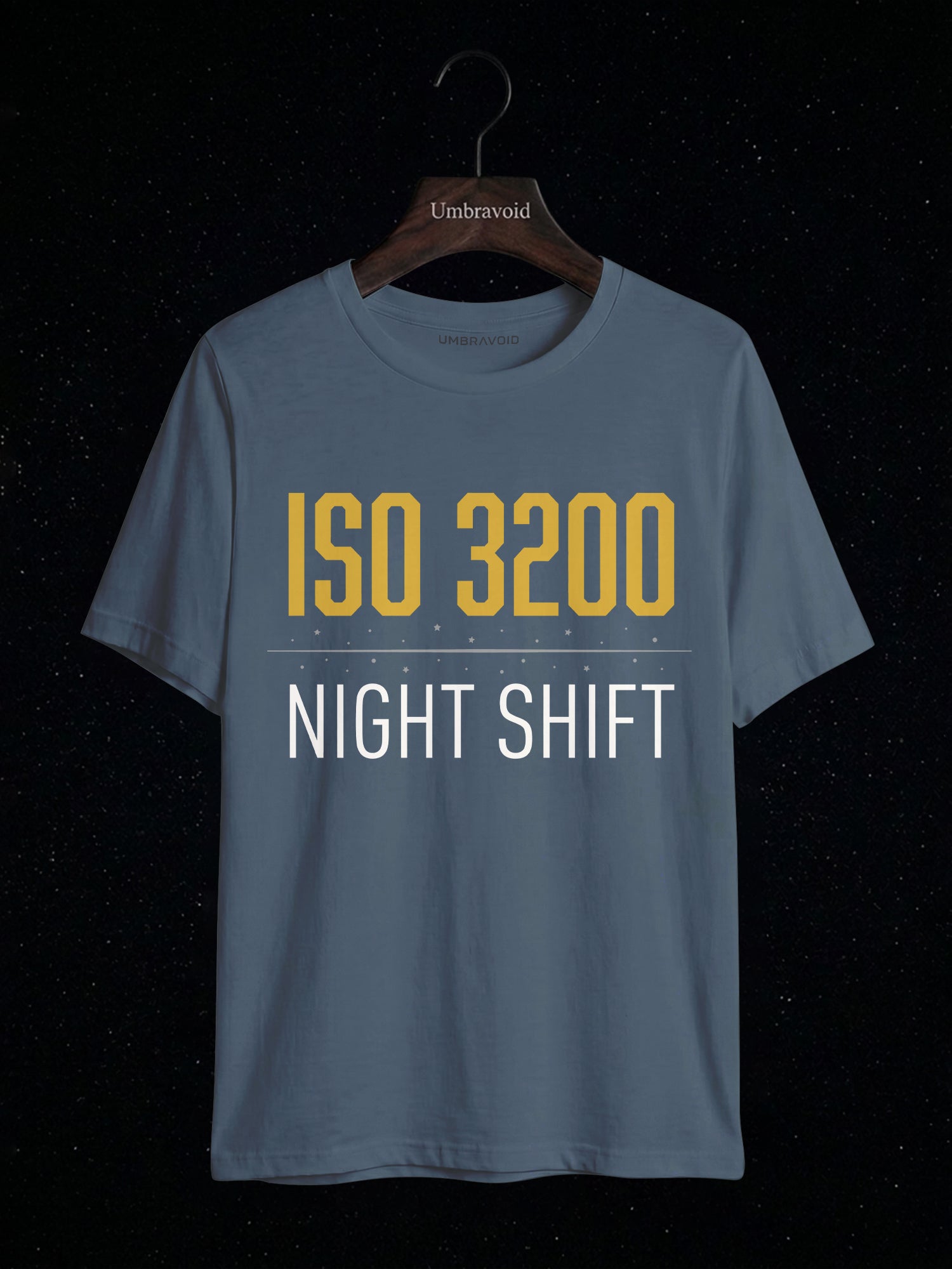 ISO 3200 Night Shift astronomy t-shirt | Umbra Void