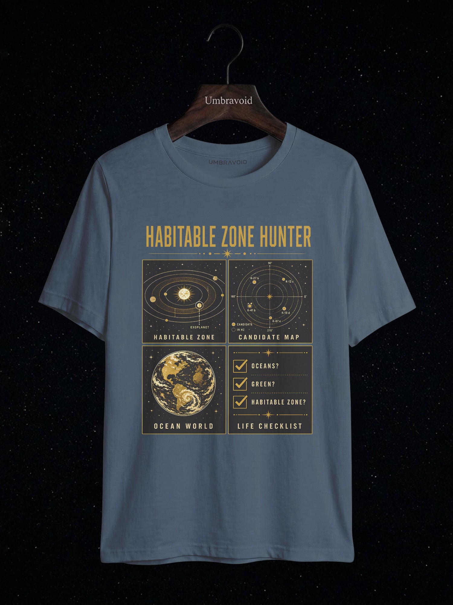Habitable Zone Hunter astronomy t-shirt | Umbra Void