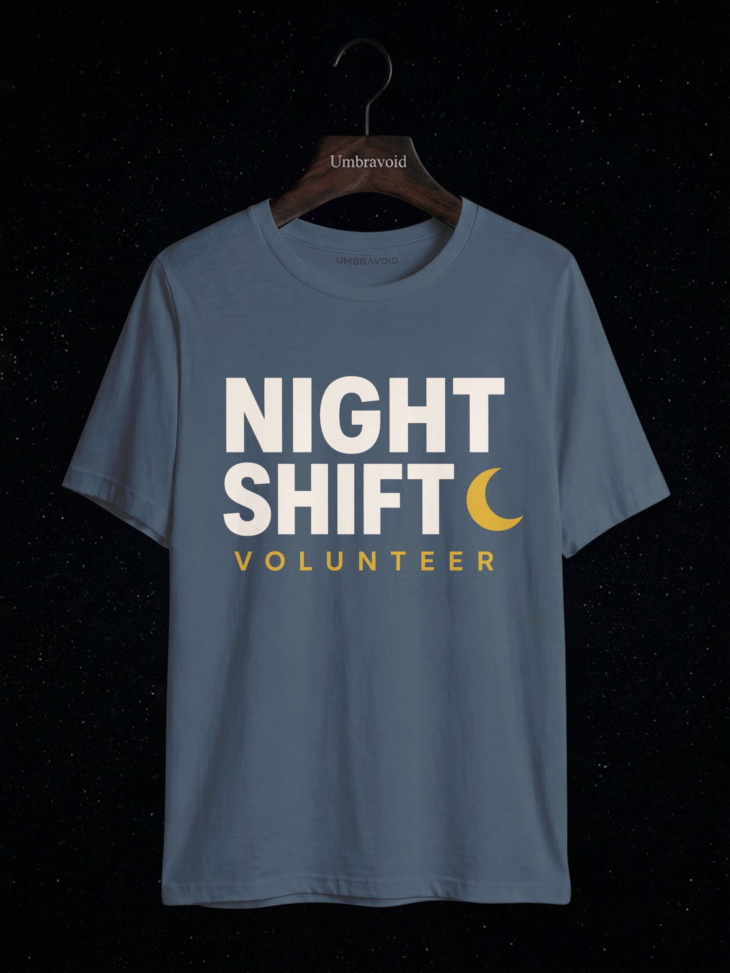 Night Shift Volunteer astronomy t-shirt | Umbra Void
