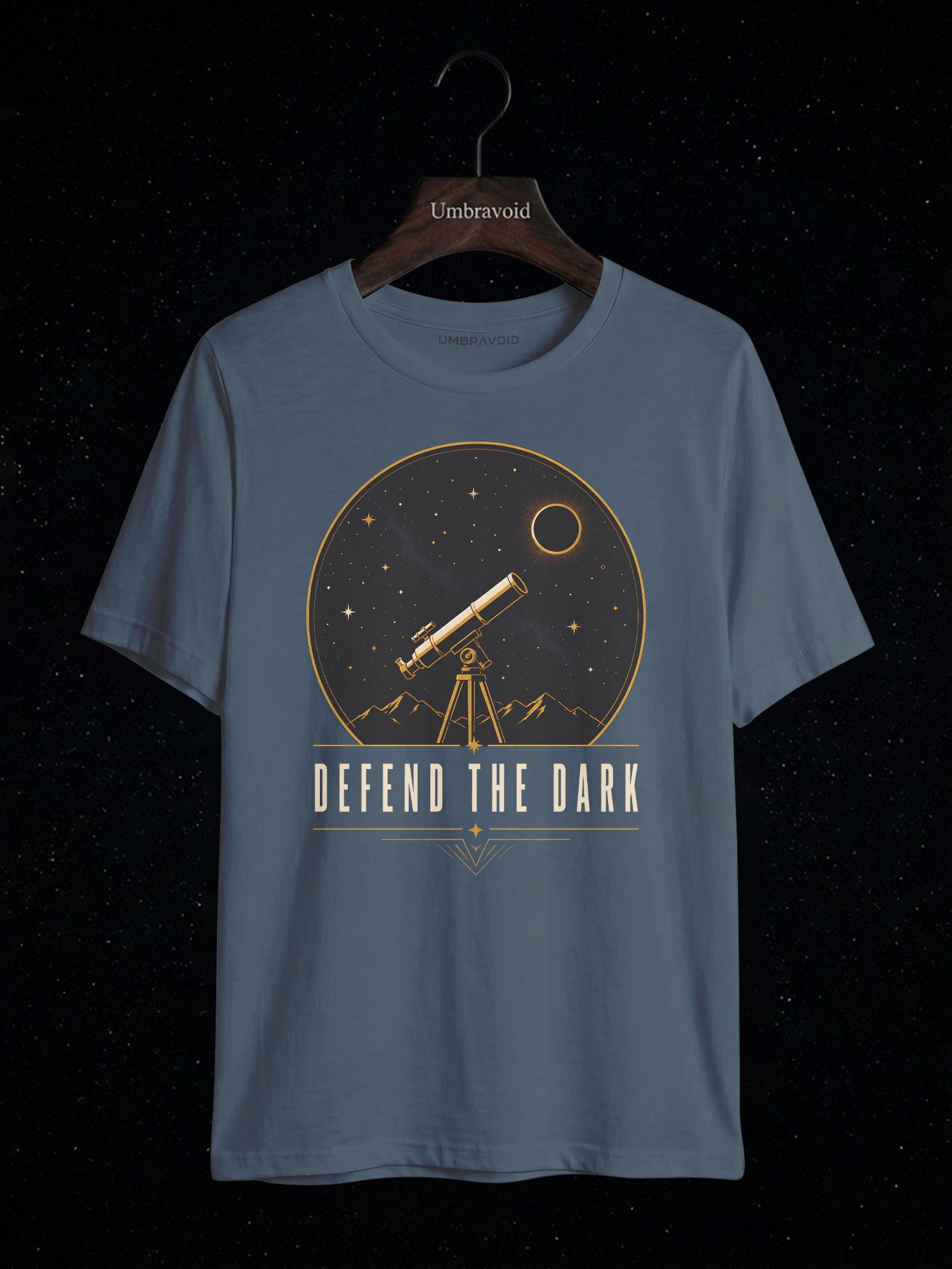 Defend The Dark Telescope astronomy t-shirt | Umbra Void