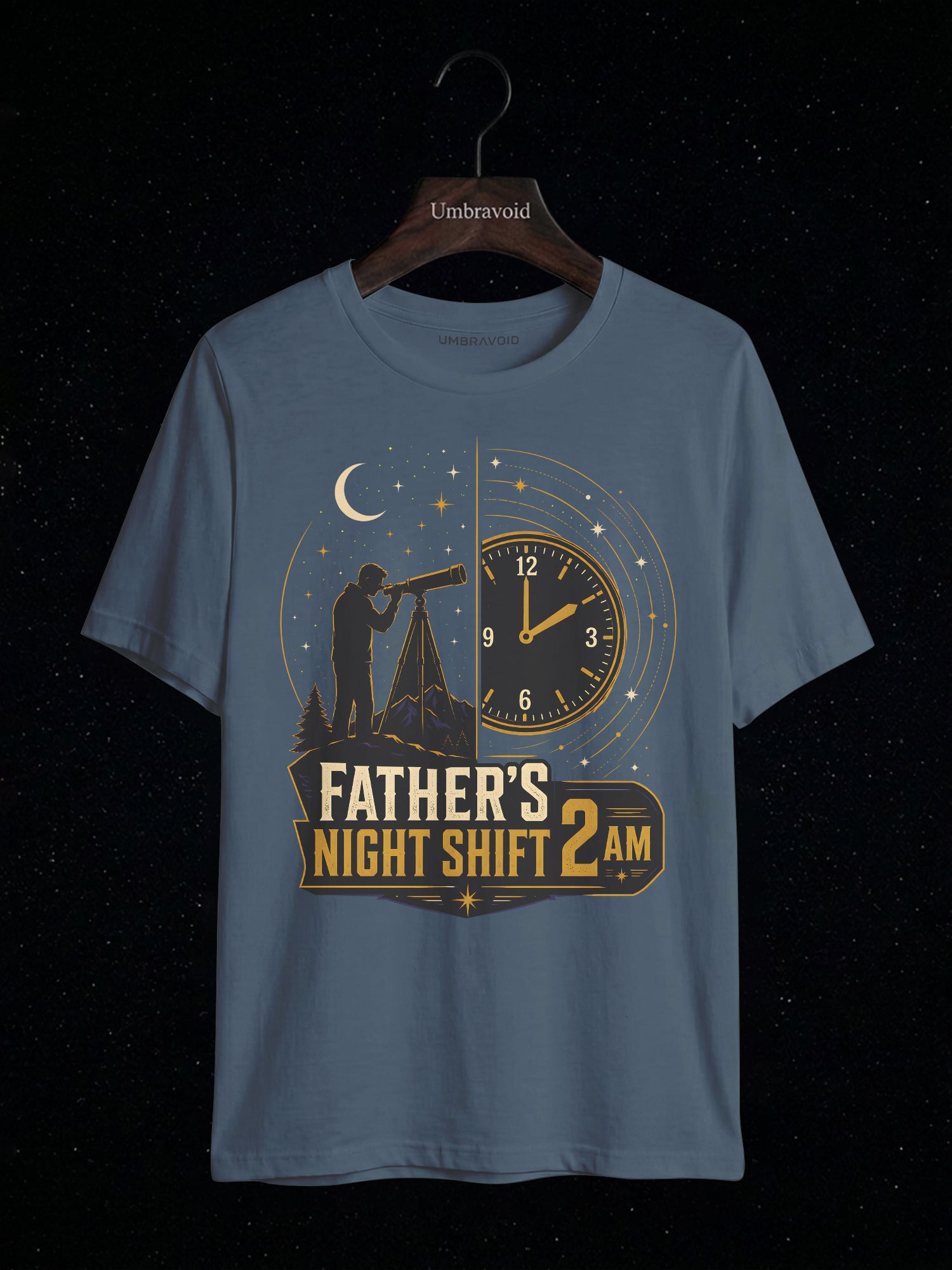 Father's Night Shift 2AM astronomy t-shirt | Umbra Void