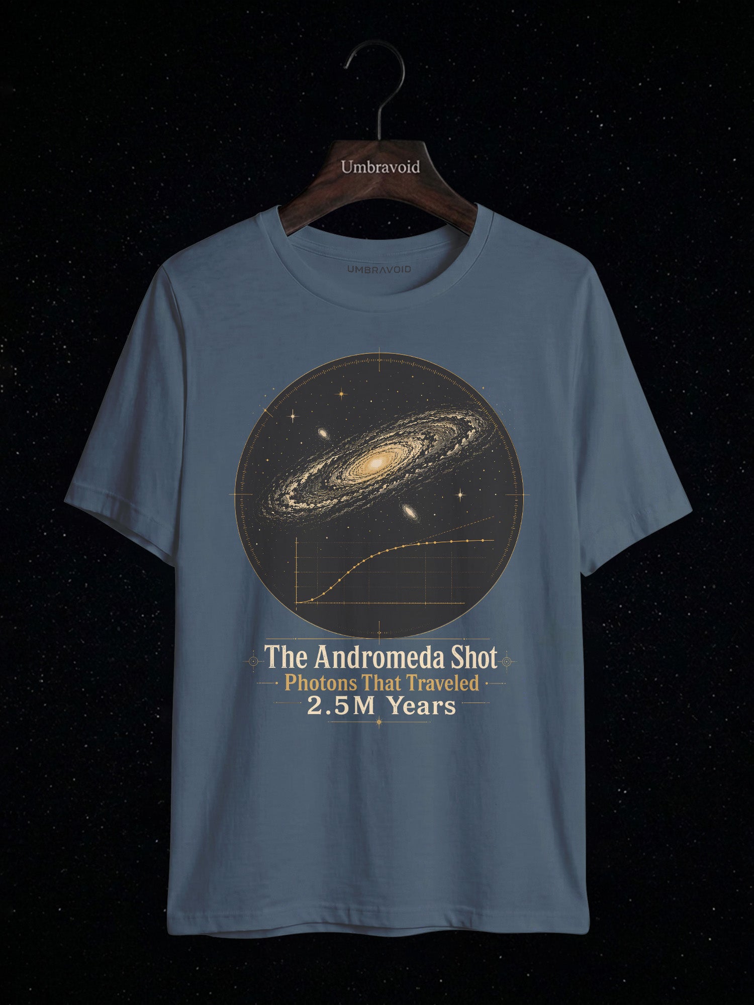 The Andromeda Shot astronomy t-shirt | Umbra Void