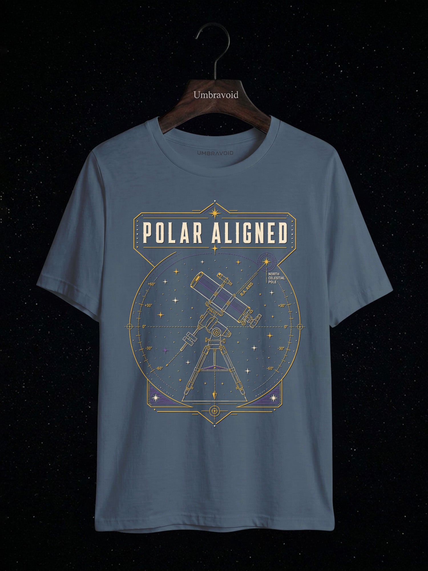 Polar Aligned RA Axis astronomy t-shirt | Umbra Void