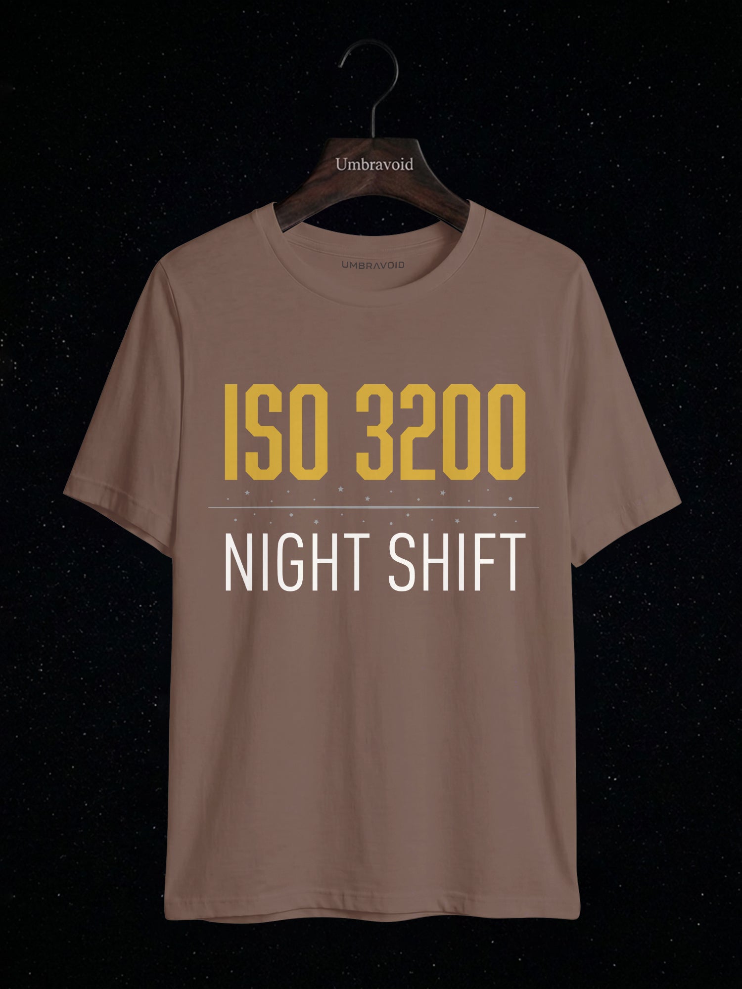 ISO 3200 Night Shift astronomy t-shirt | Umbra Void