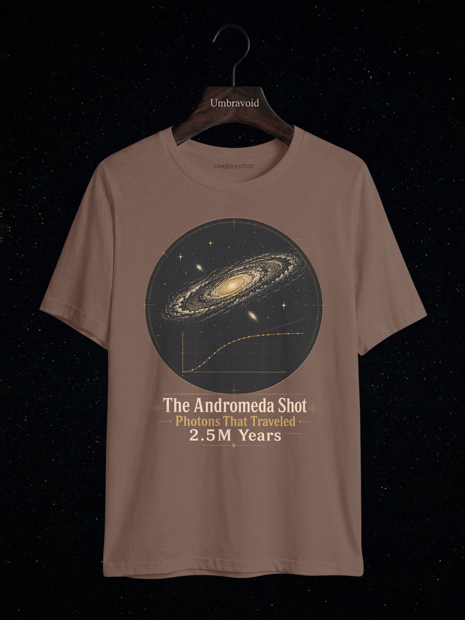 The Andromeda Shot astronomy t-shirt | Umbra Void