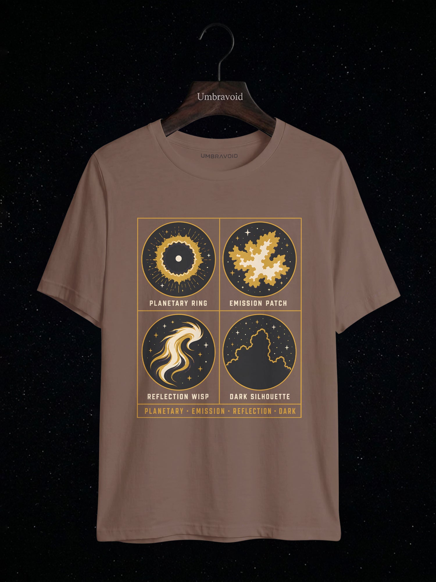 Nebula Types Field Guide astronomy t-shirt | Umbra Void