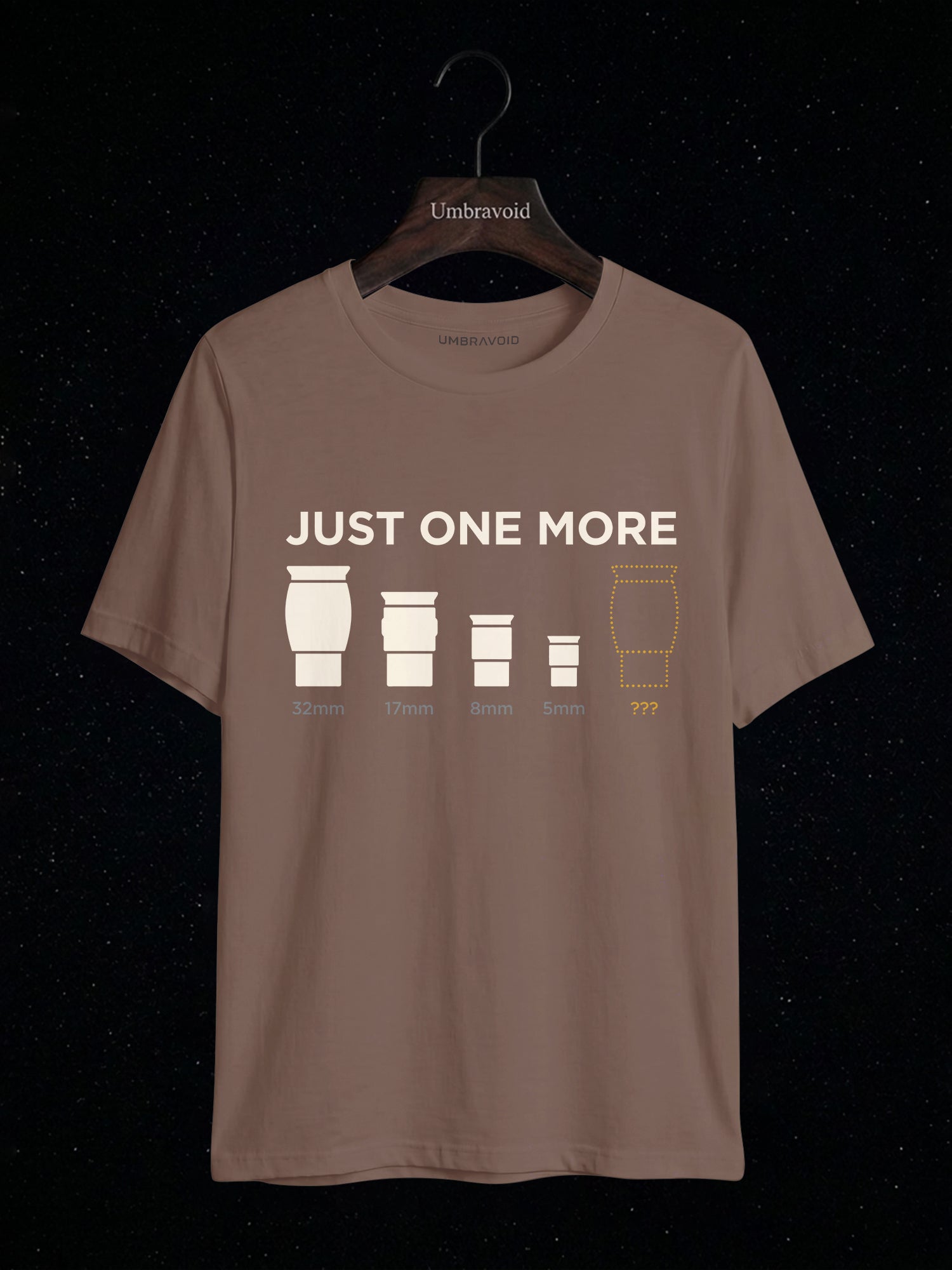Just One More Eyepiece astronomy t-shirt | Umbra Void