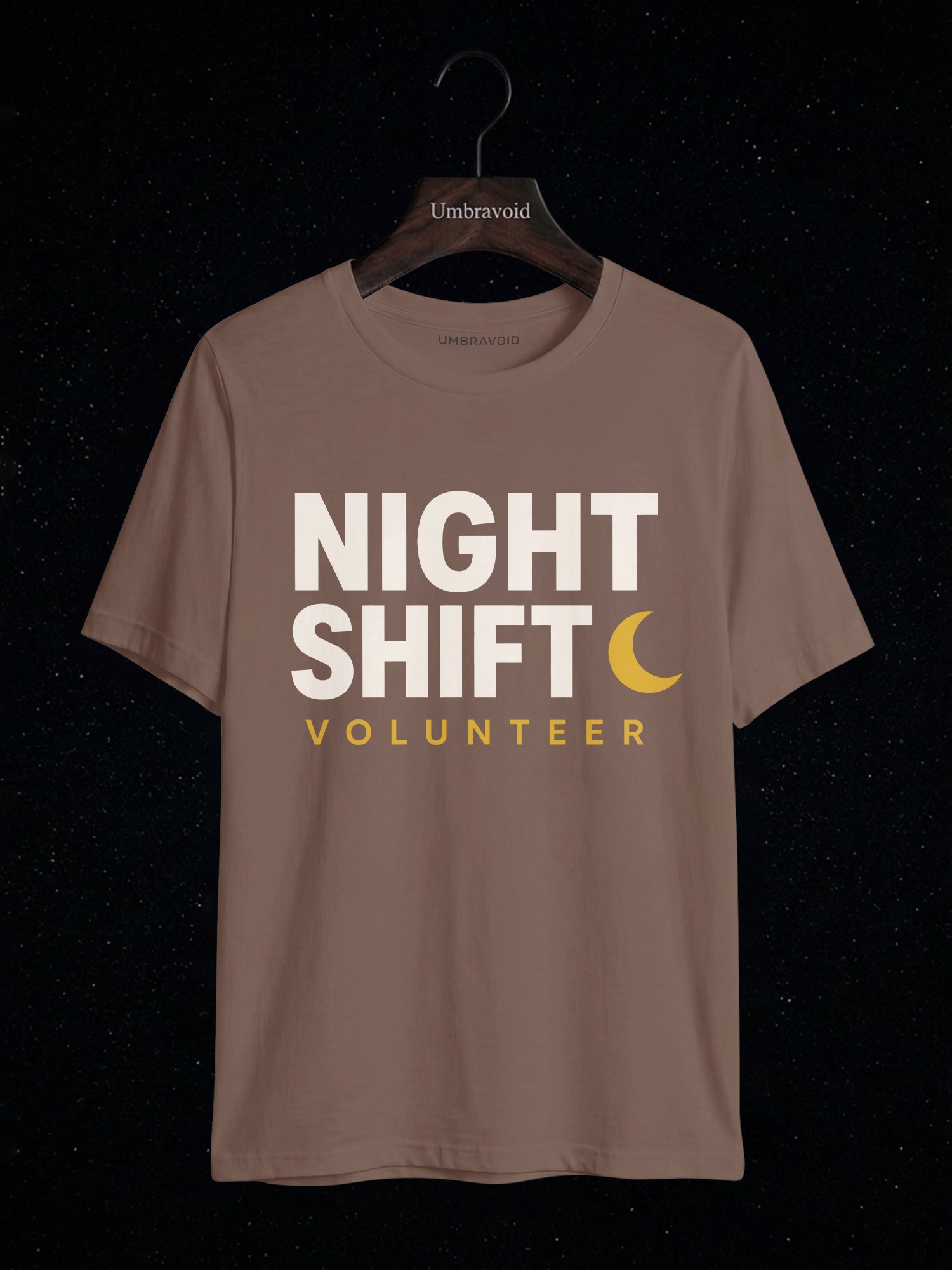 Night Shift Volunteer astronomy t-shirt | Umbra Void