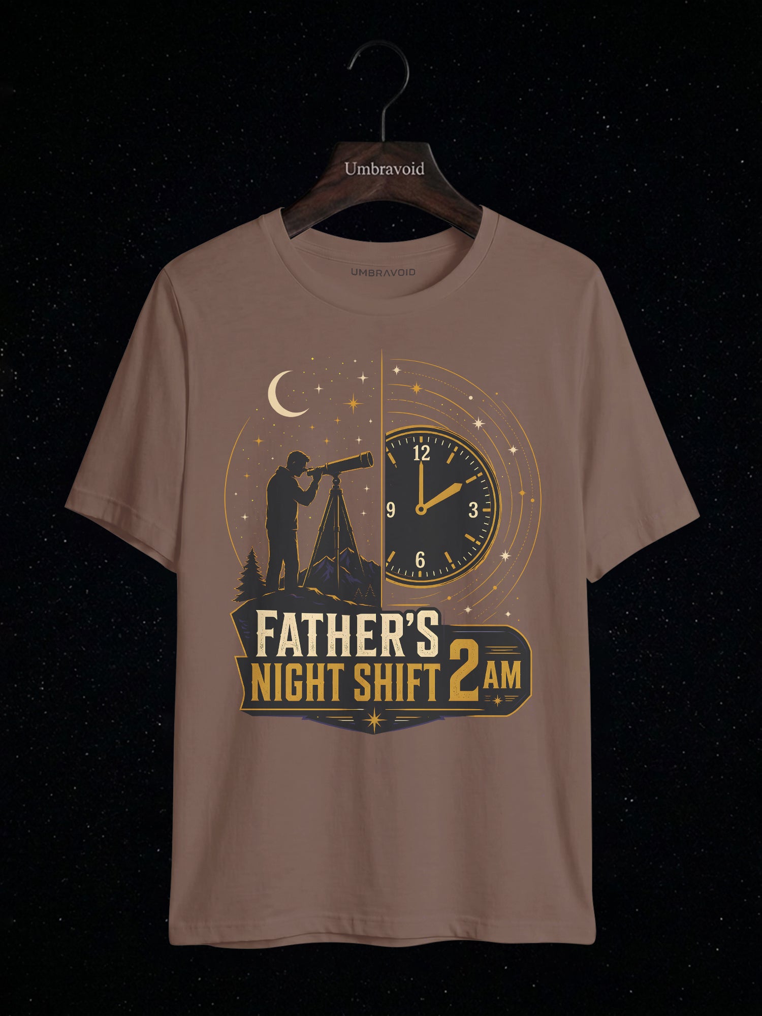 Father's Night Shift 2AM astronomy t-shirt | Umbra Void