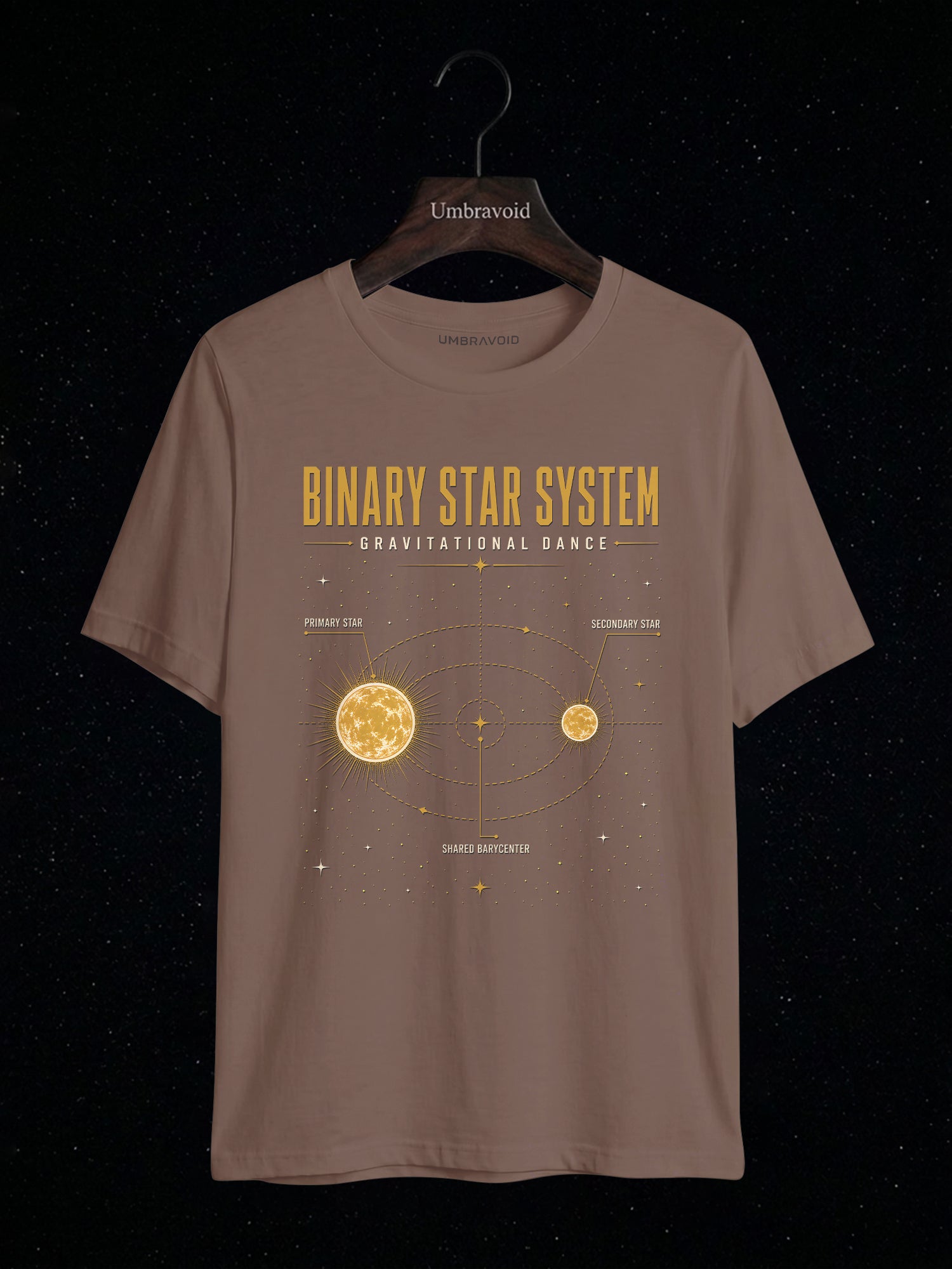 Binary Star System Gravitational Dance astronomy t-shirt | Umbra Void