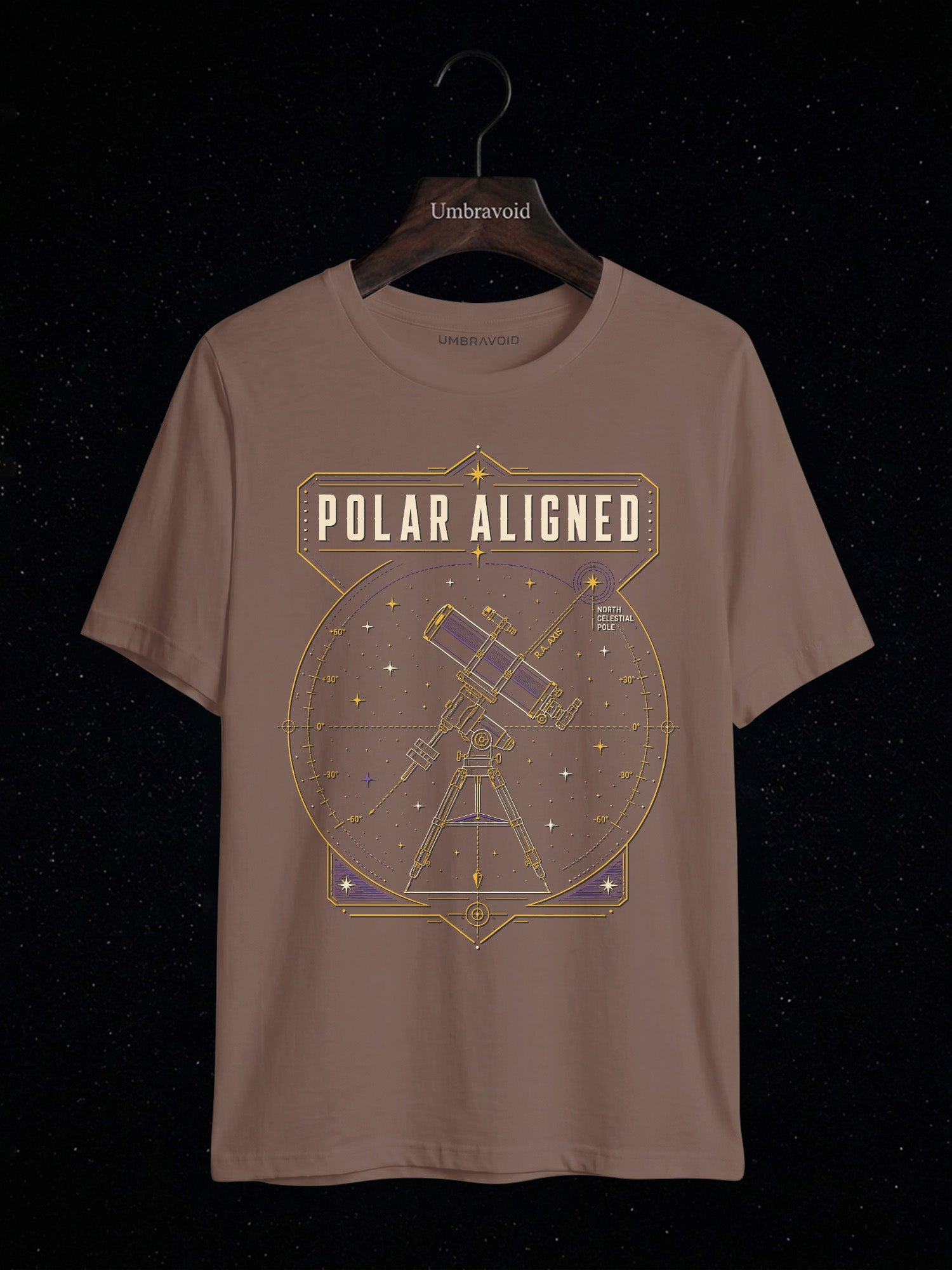 Polar Aligned RA Axis astronomy t-shirt | Umbra Void