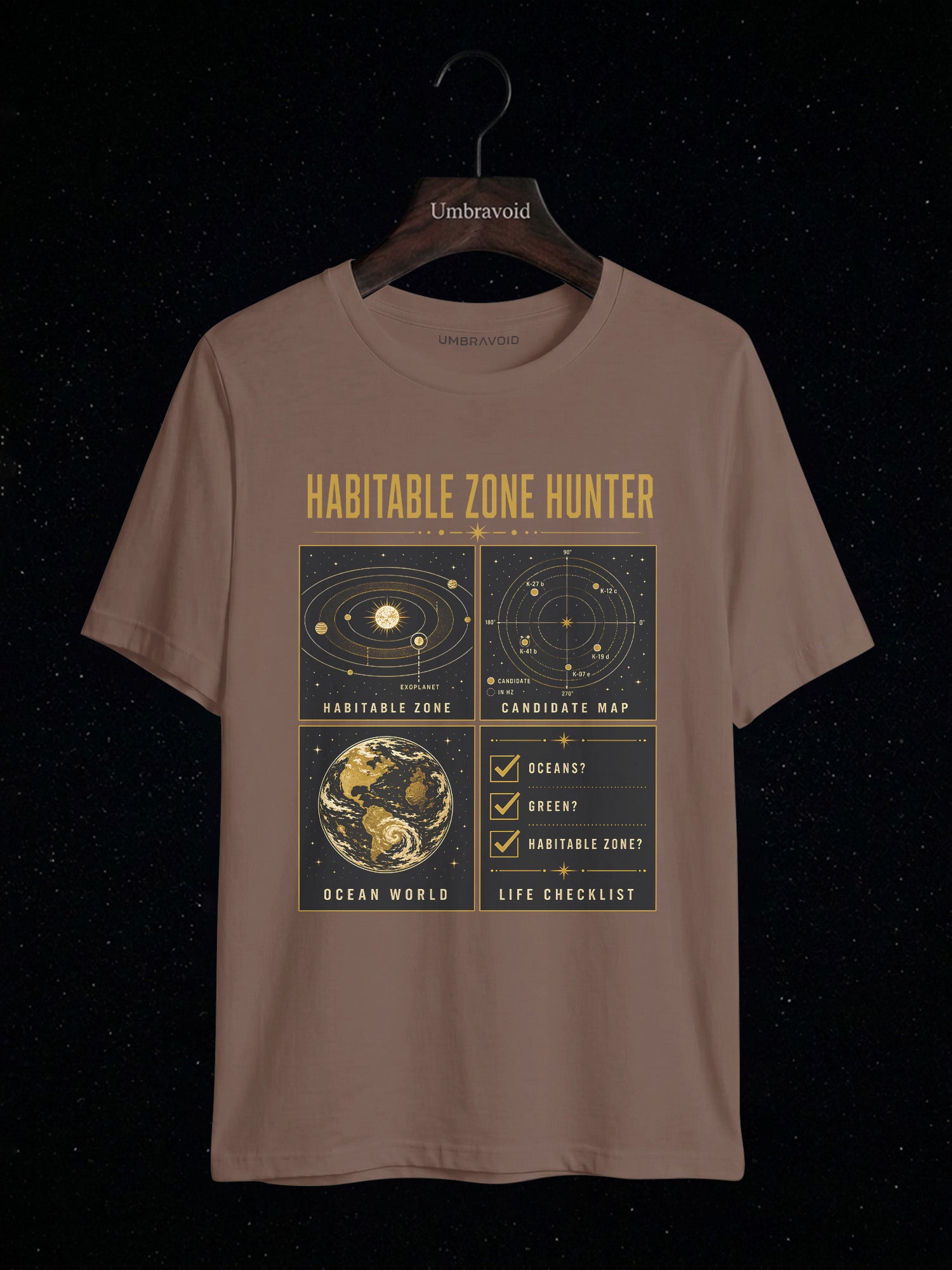 Habitable Zone Hunter astronomy t-shirt | Umbra Void
