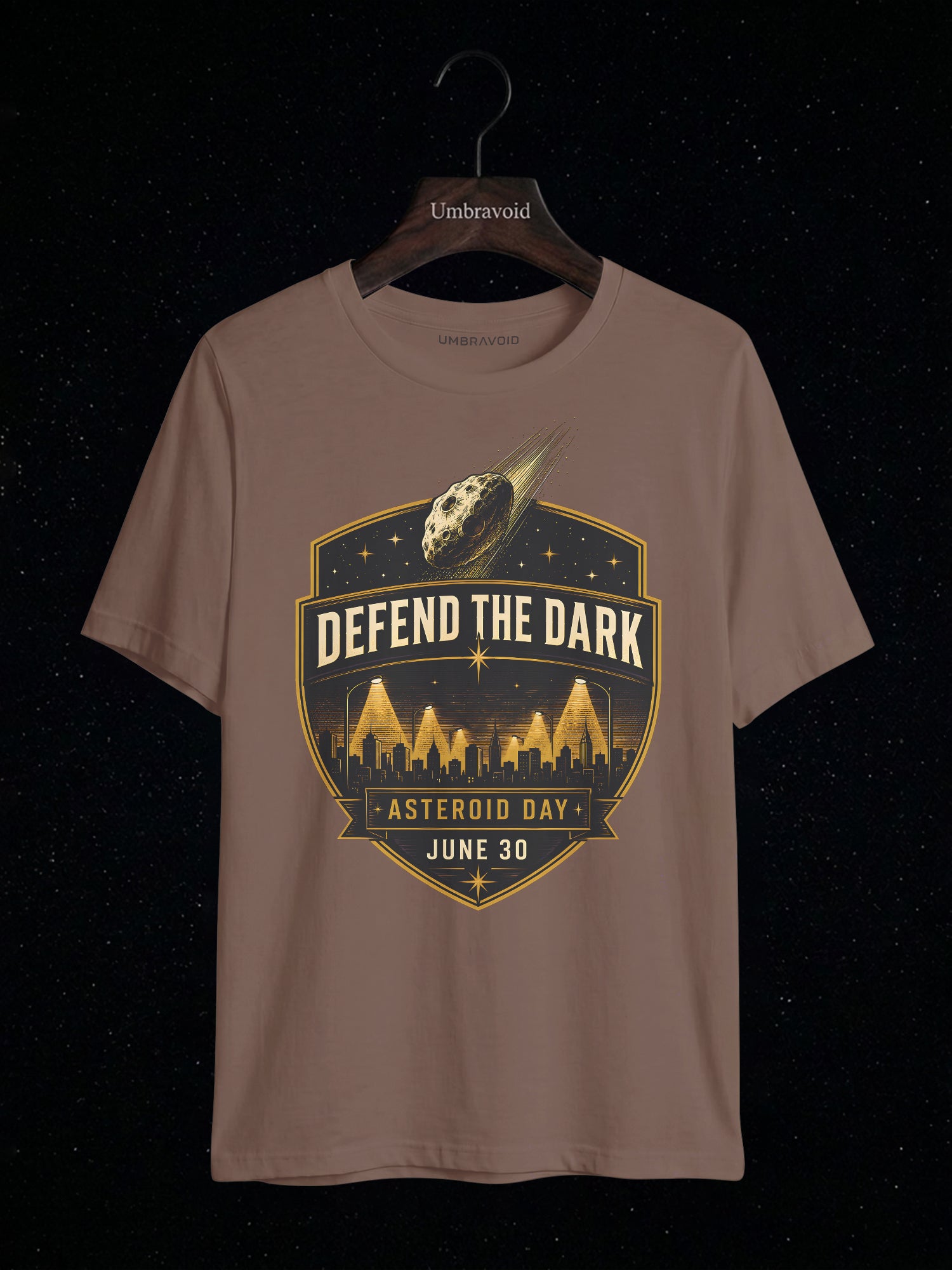 Defend The Dark Asteroid Day astronomy t-shirt | Umbra Void