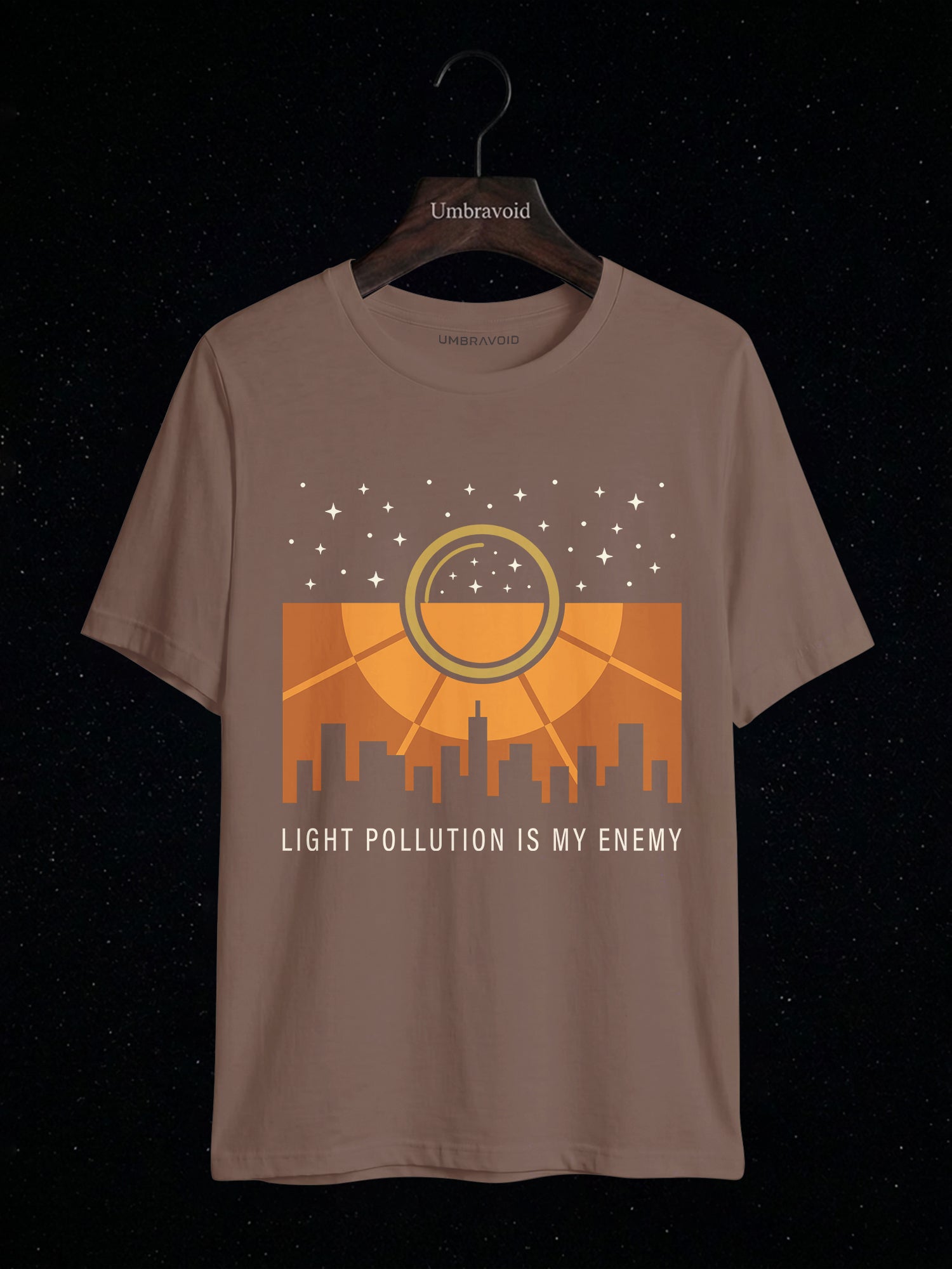 Light Pollution Is My Enemy astronomy t-shirt | Umbra Void