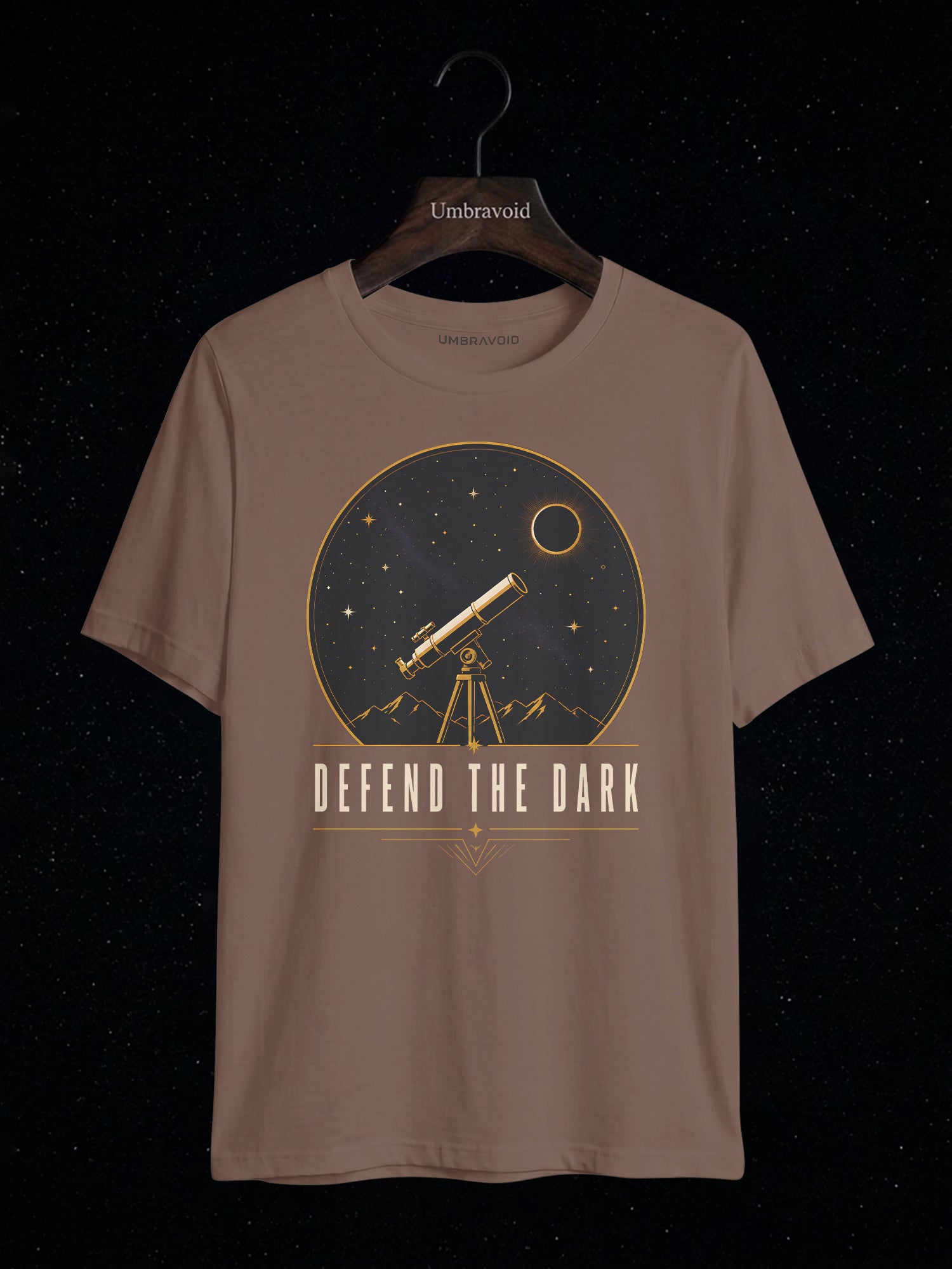 Defend The Dark Telescope astronomy t-shirt | Umbra Void