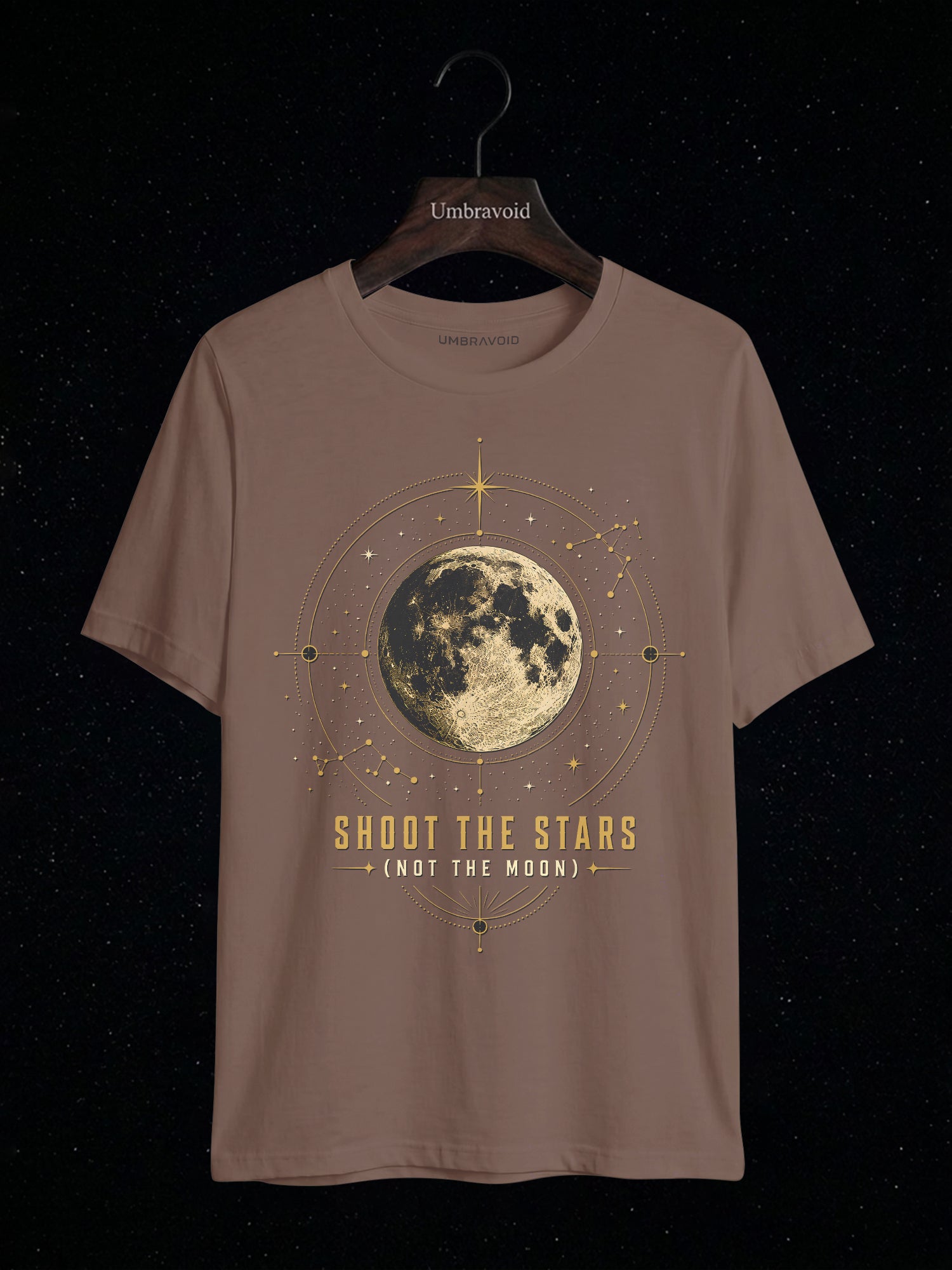 Shoot The Stars (Not The Moon) Lunar Edition astronomy t-shirt | Umbra Void