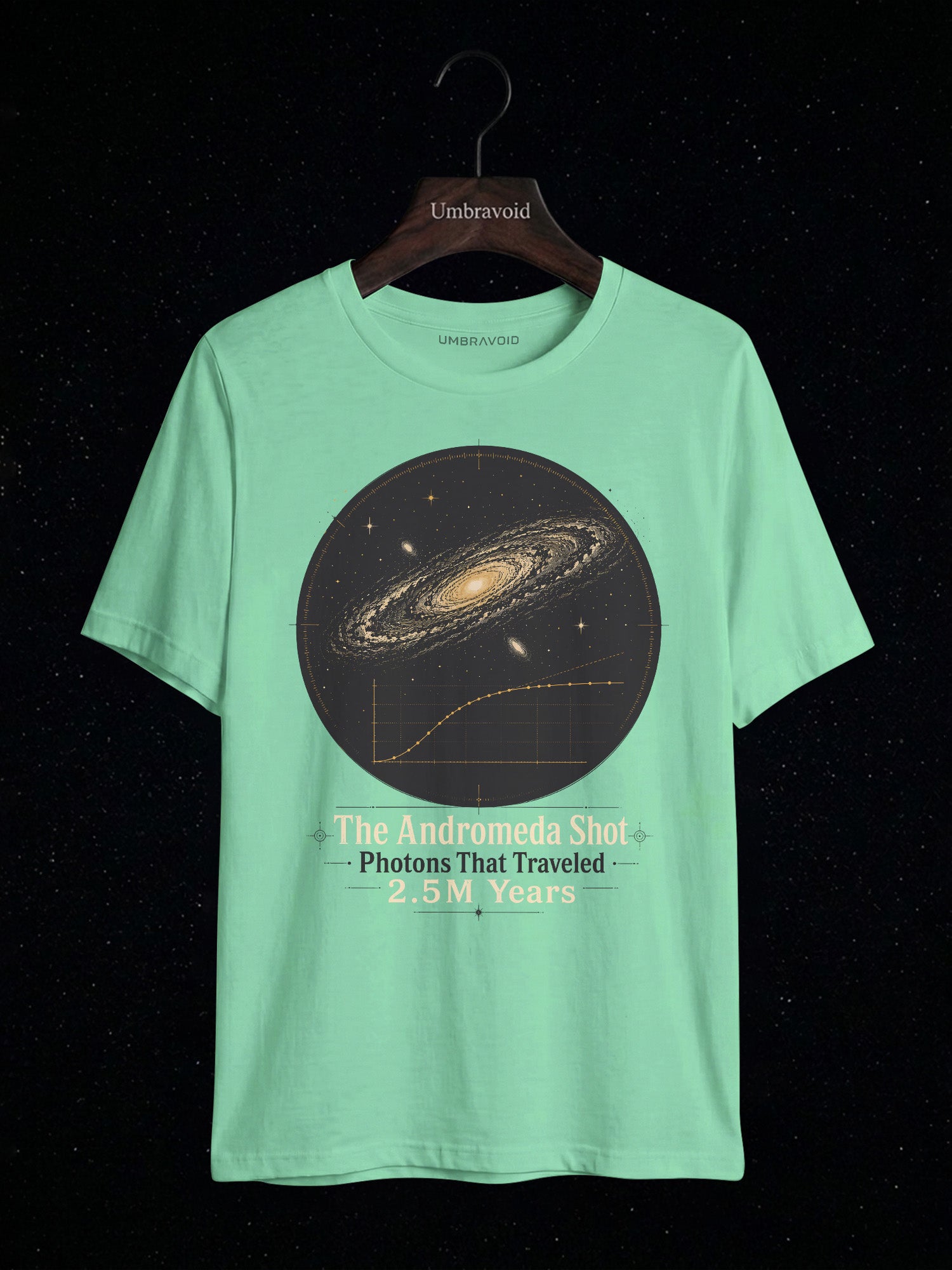 The Andromeda Shot astronomy t-shirt | Umbra Void