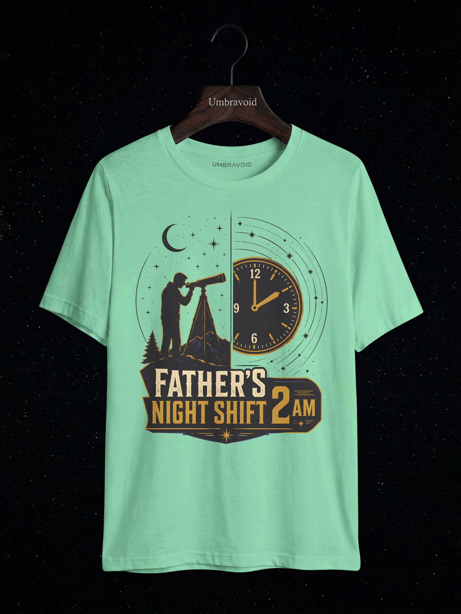 Father's Night Shift 2AM astronomy t-shirt | Umbra Void