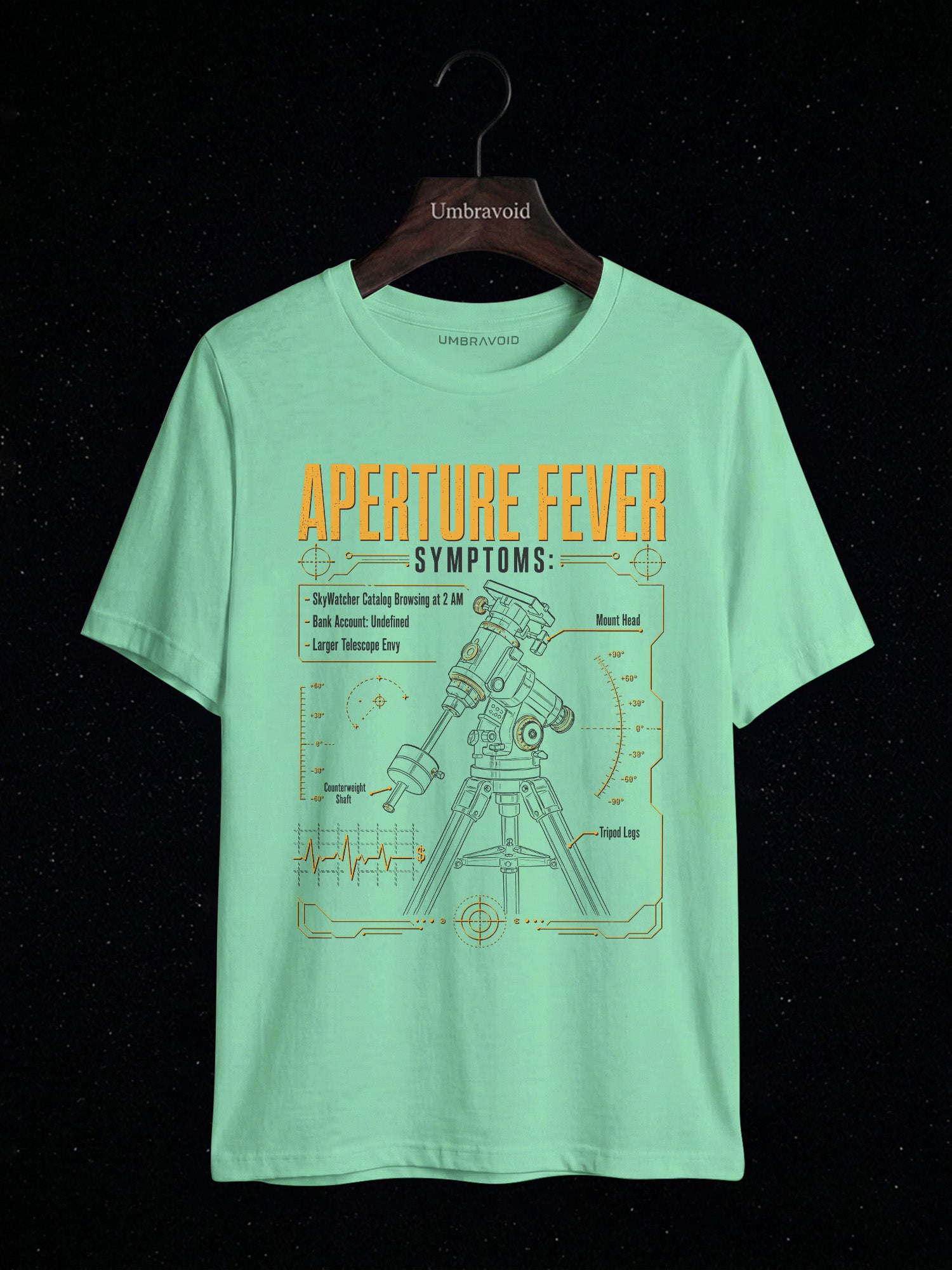 Aperture Fever Symptoms astronomy t-shirt | Umbra Void
