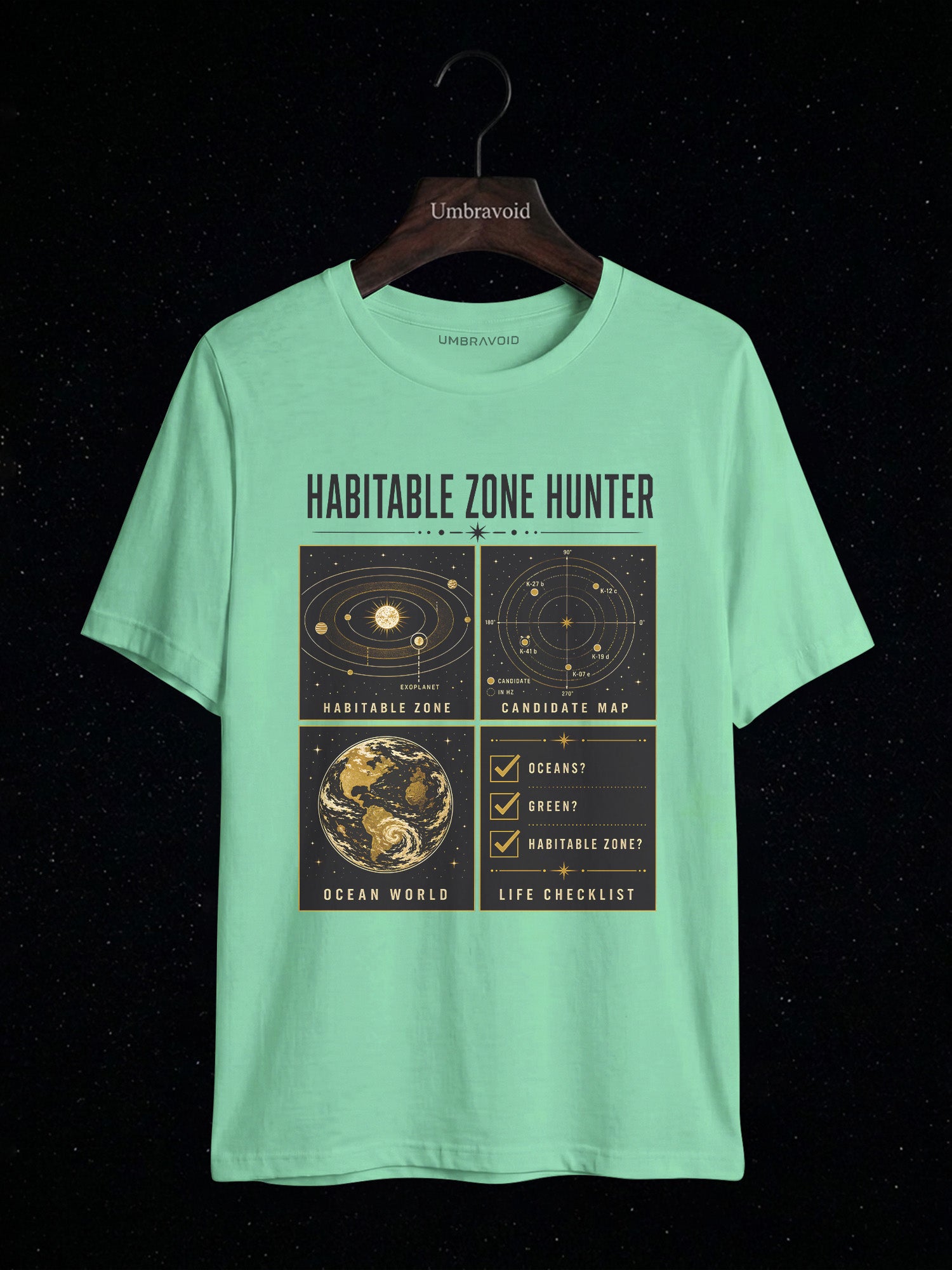 Habitable Zone Hunter astronomy t-shirt | Umbra Void