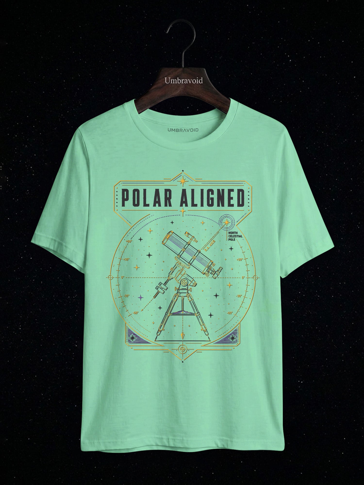Polar Aligned RA Axis astronomy t-shirt | Umbra Void