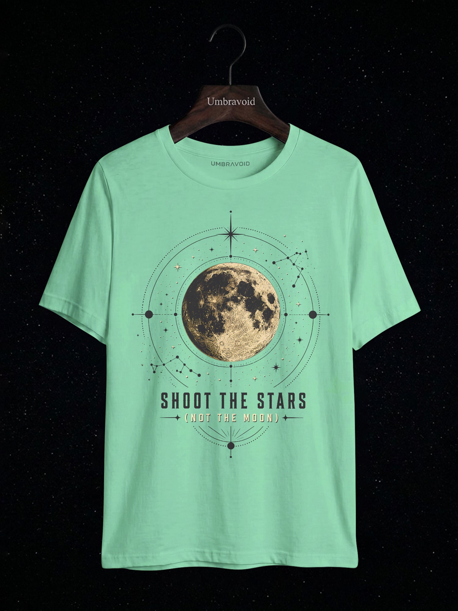 Shoot The Stars (Not The Moon) Lunar Edition astronomy t-shirt | Umbra Void