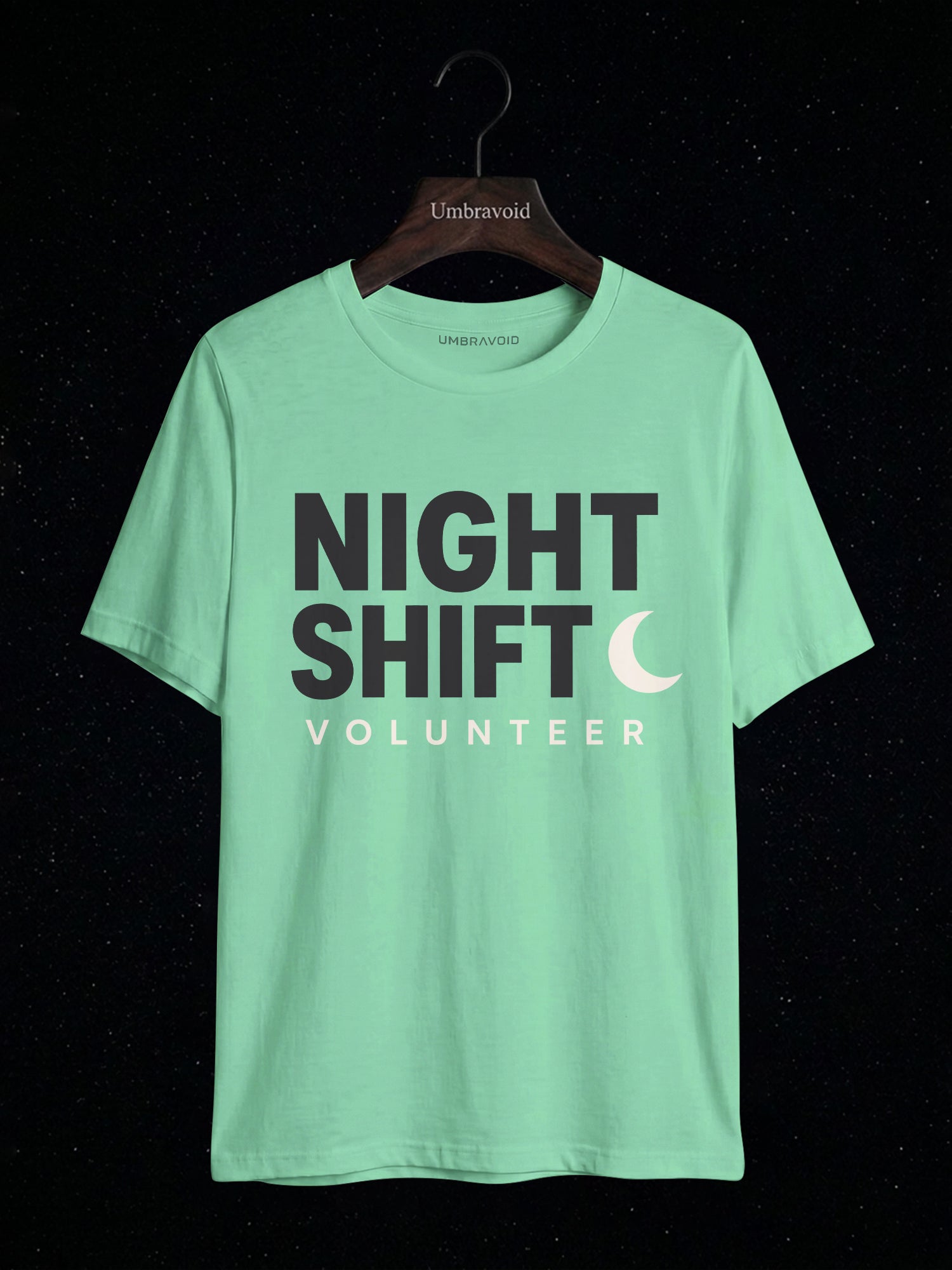 Night Shift Volunteer astronomy t-shirt | Umbra Void