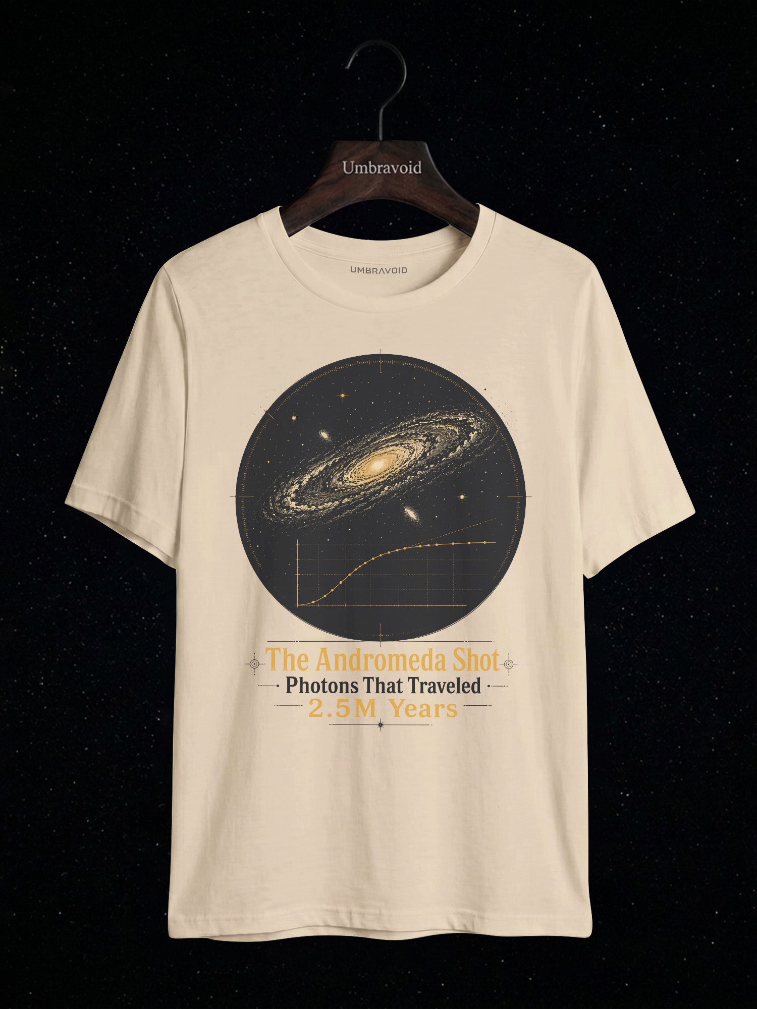 The Andromeda Shot astronomy t-shirt | Umbra Void