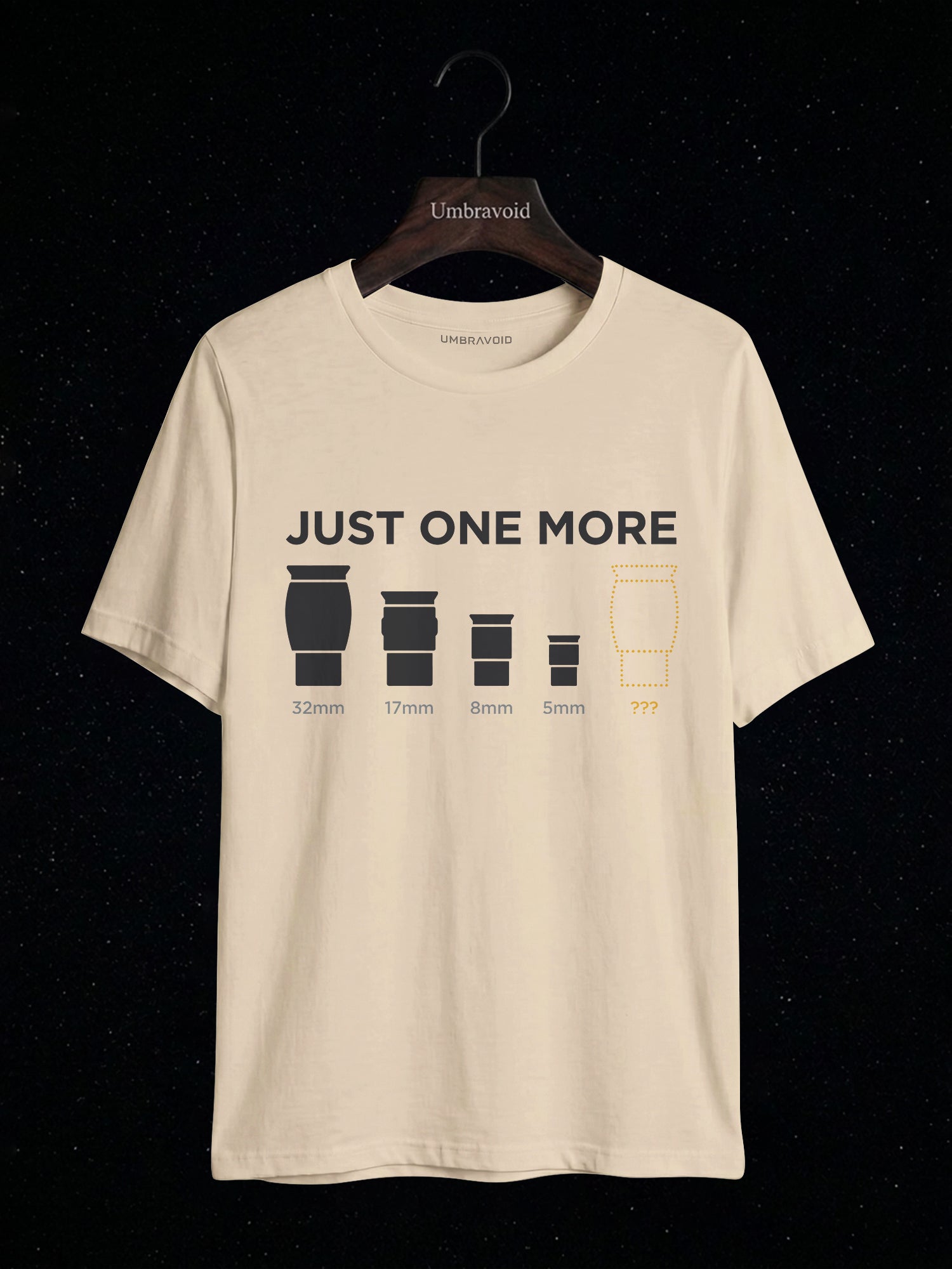 Just One More Eyepiece astronomy t-shirt | Umbra Void