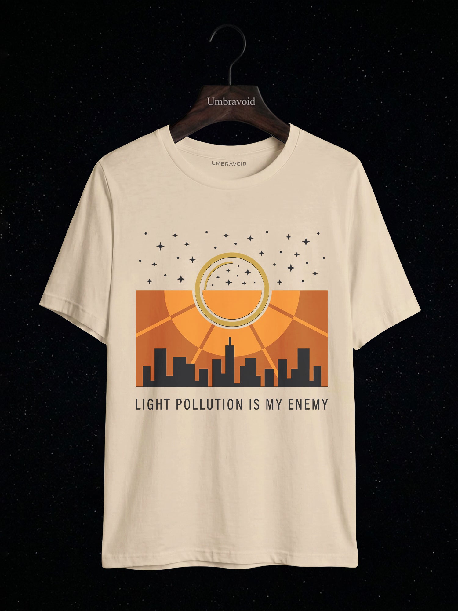 Light Pollution Is My Enemy astronomy t-shirt | Umbra Void