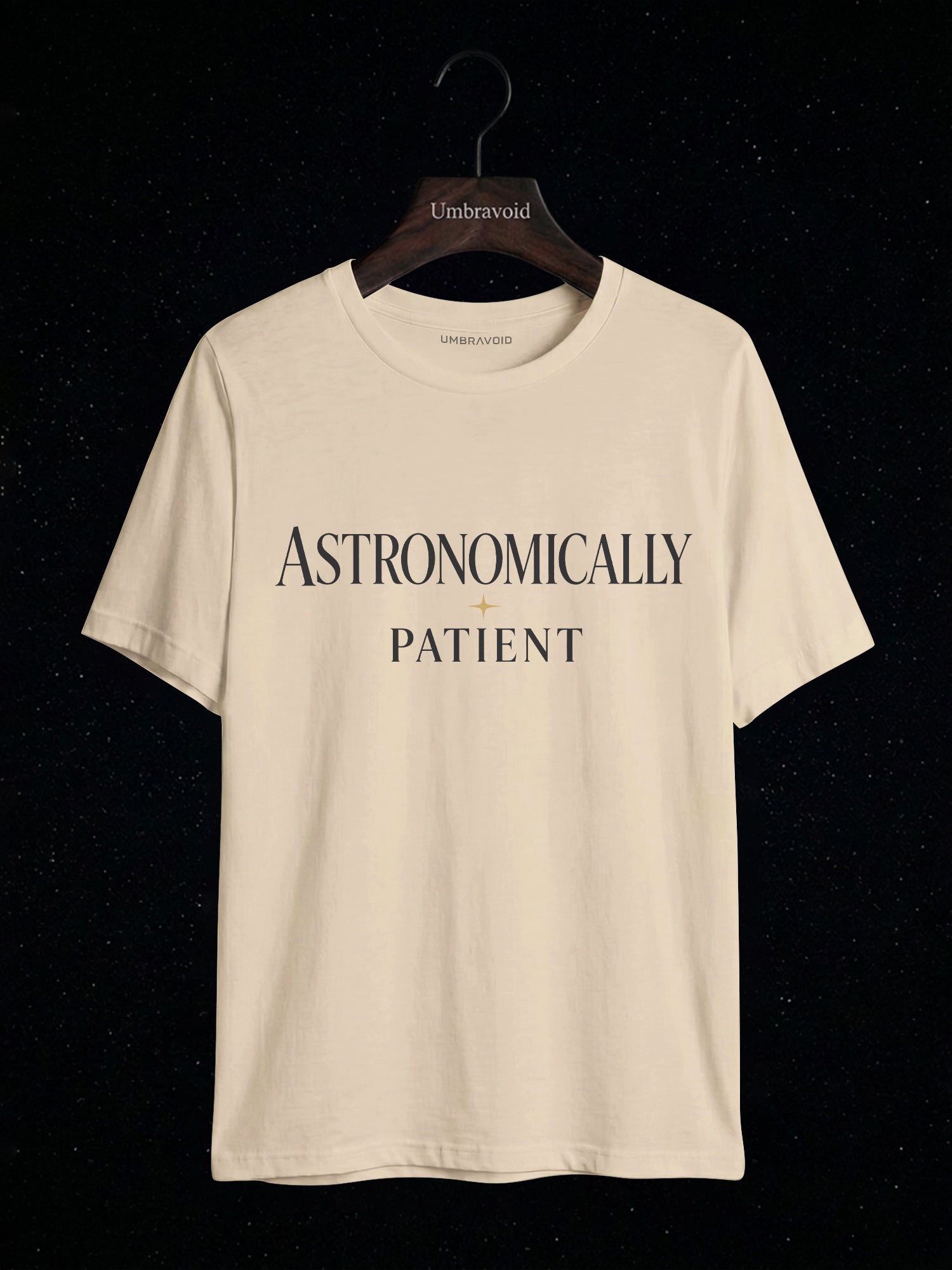 Astronomically Patient astronomy t-shirt | Umbra Void