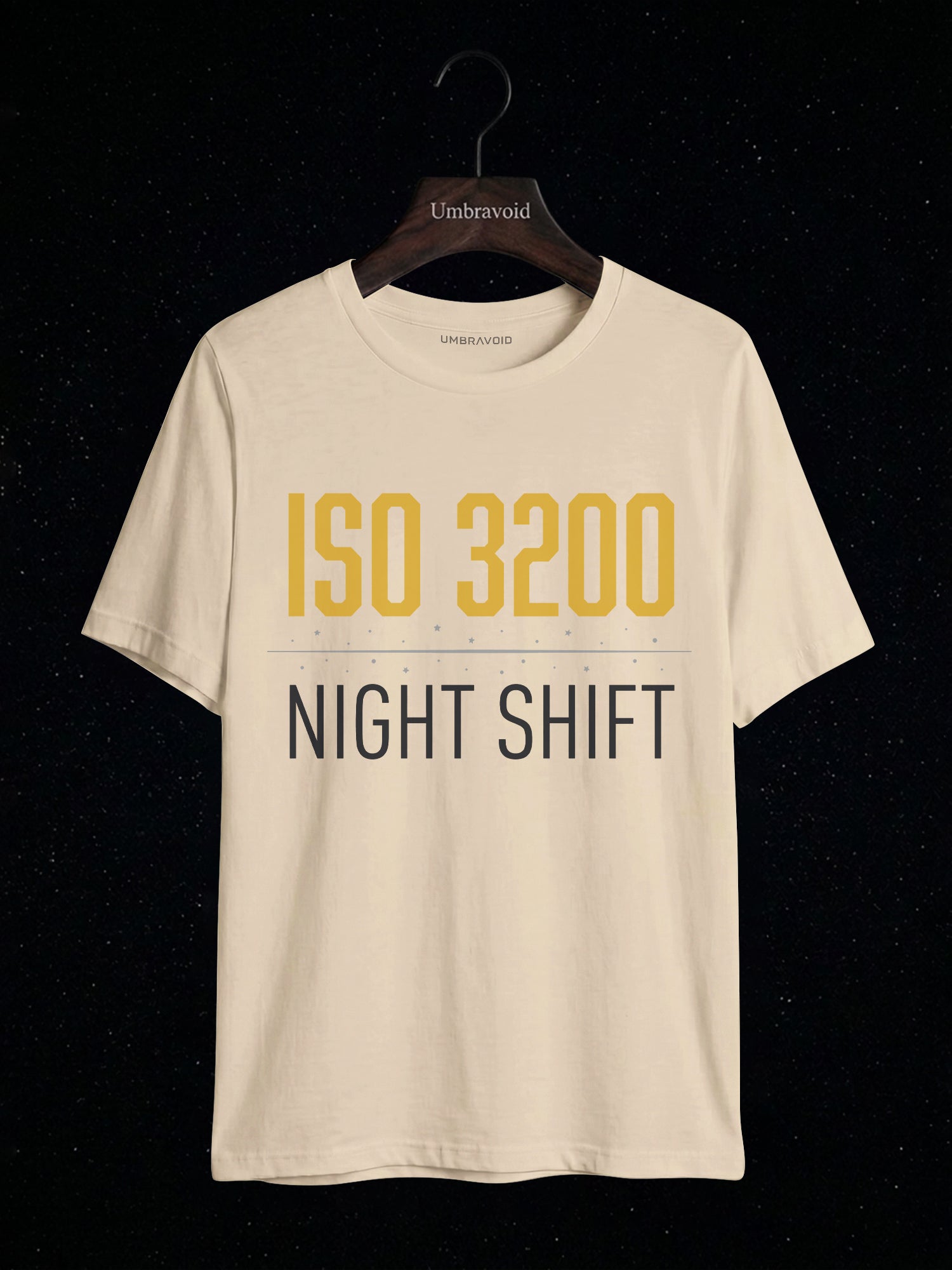 ISO 3200 Night Shift astronomy t-shirt | Umbra Void