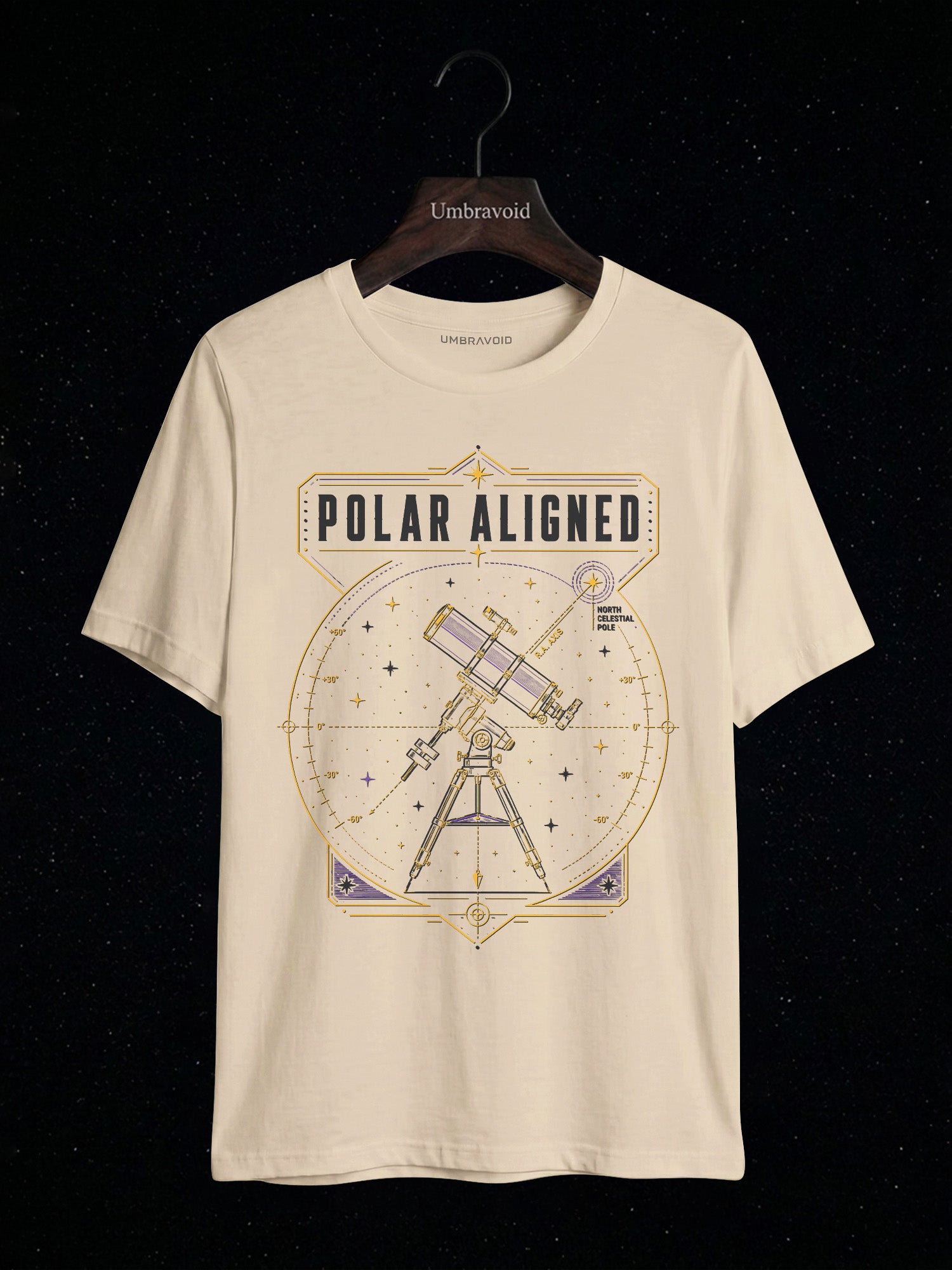 Polar Aligned RA Axis astronomy t-shirt | Umbra Void